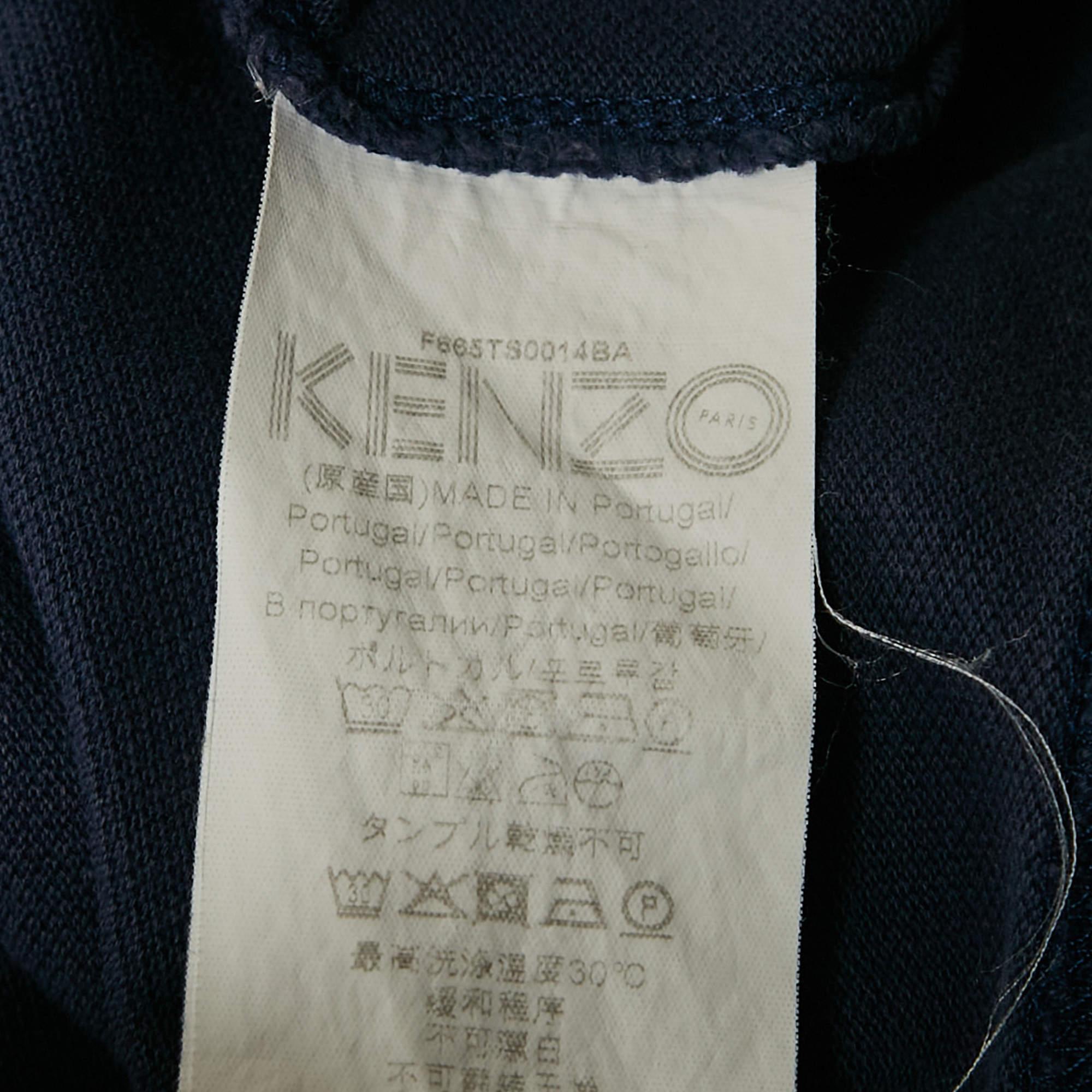 Uomo Kenzo - Maglietta patchwork con tigre in cotone blu navy XL in vendita
