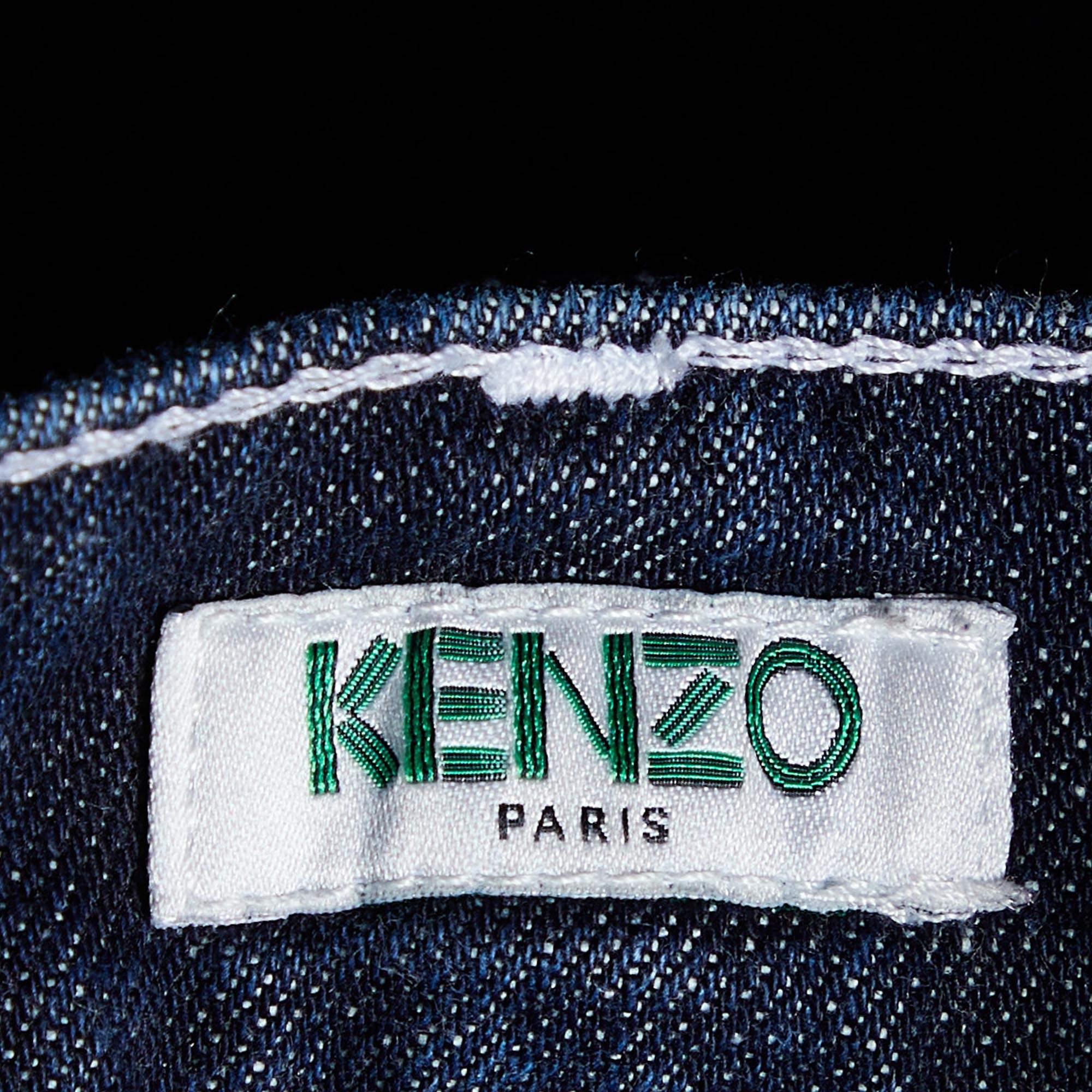Men's Kenzo Navy Blue Denim Logo Patch Pocket Jeans S For Sale