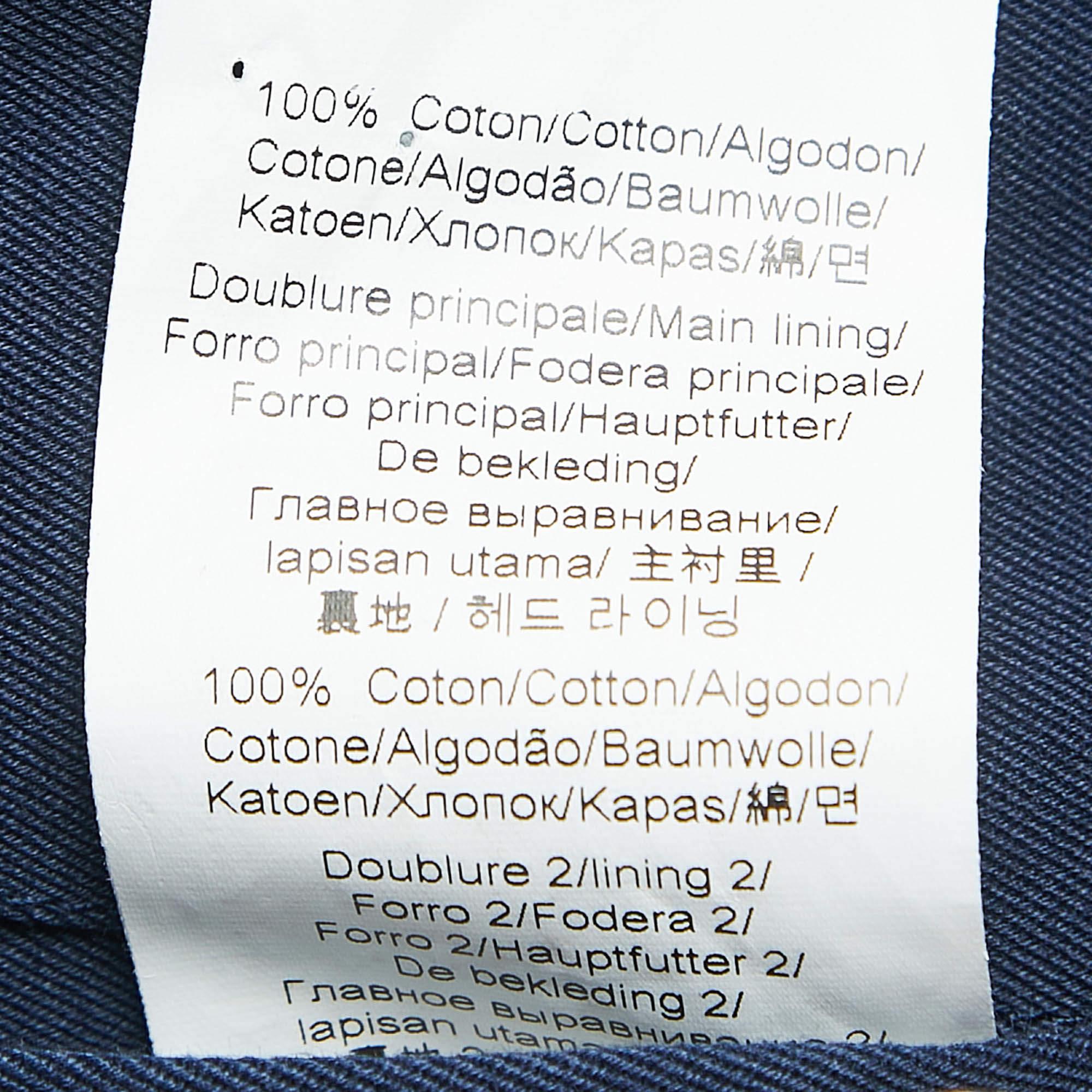 Men's Kenzo Navy Blue Gabardine Logo Detailed Zip Front Hooded Jacket S For Sale