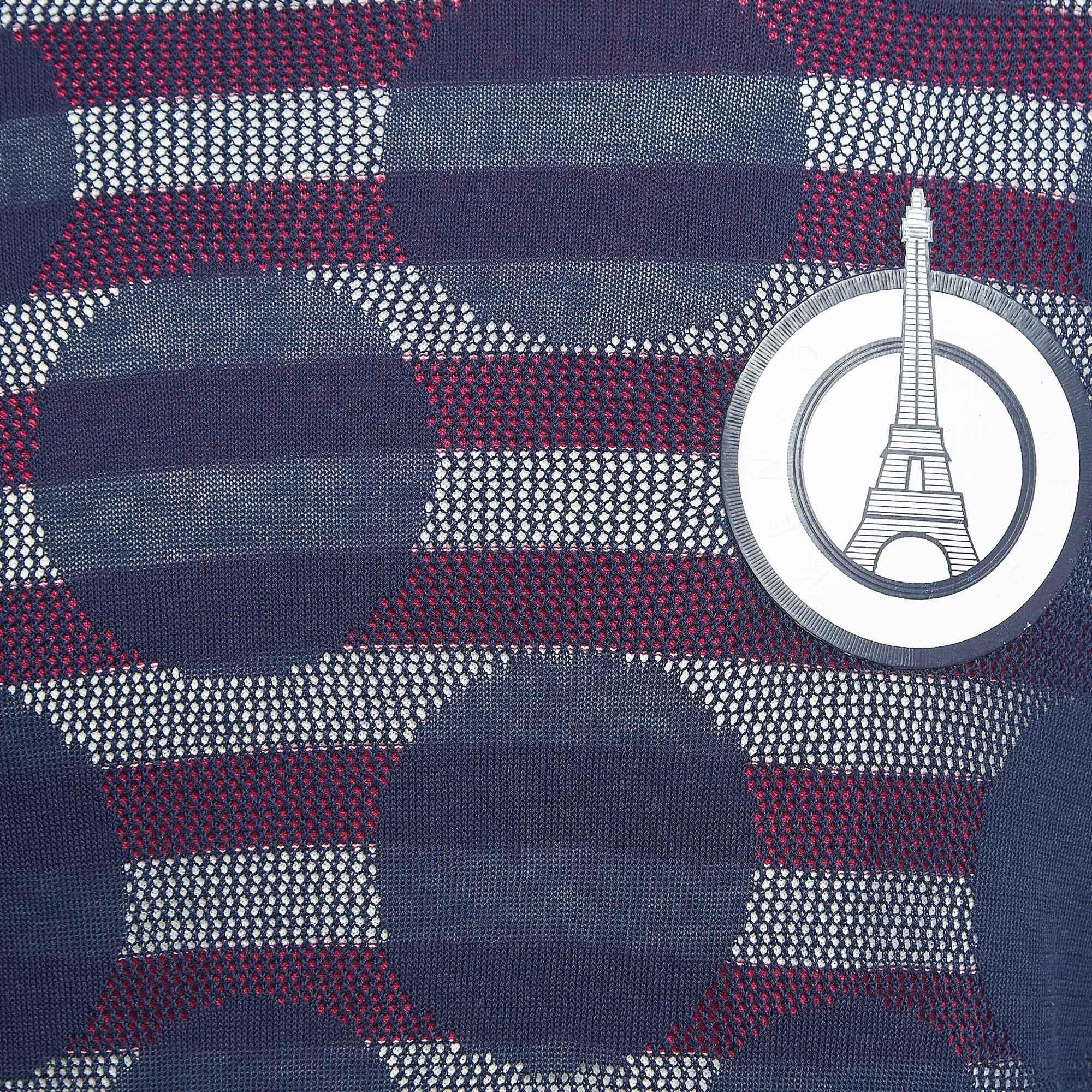 Black Kenzo Navy Blue Knit Layered Crew Neck Sweatshirt M