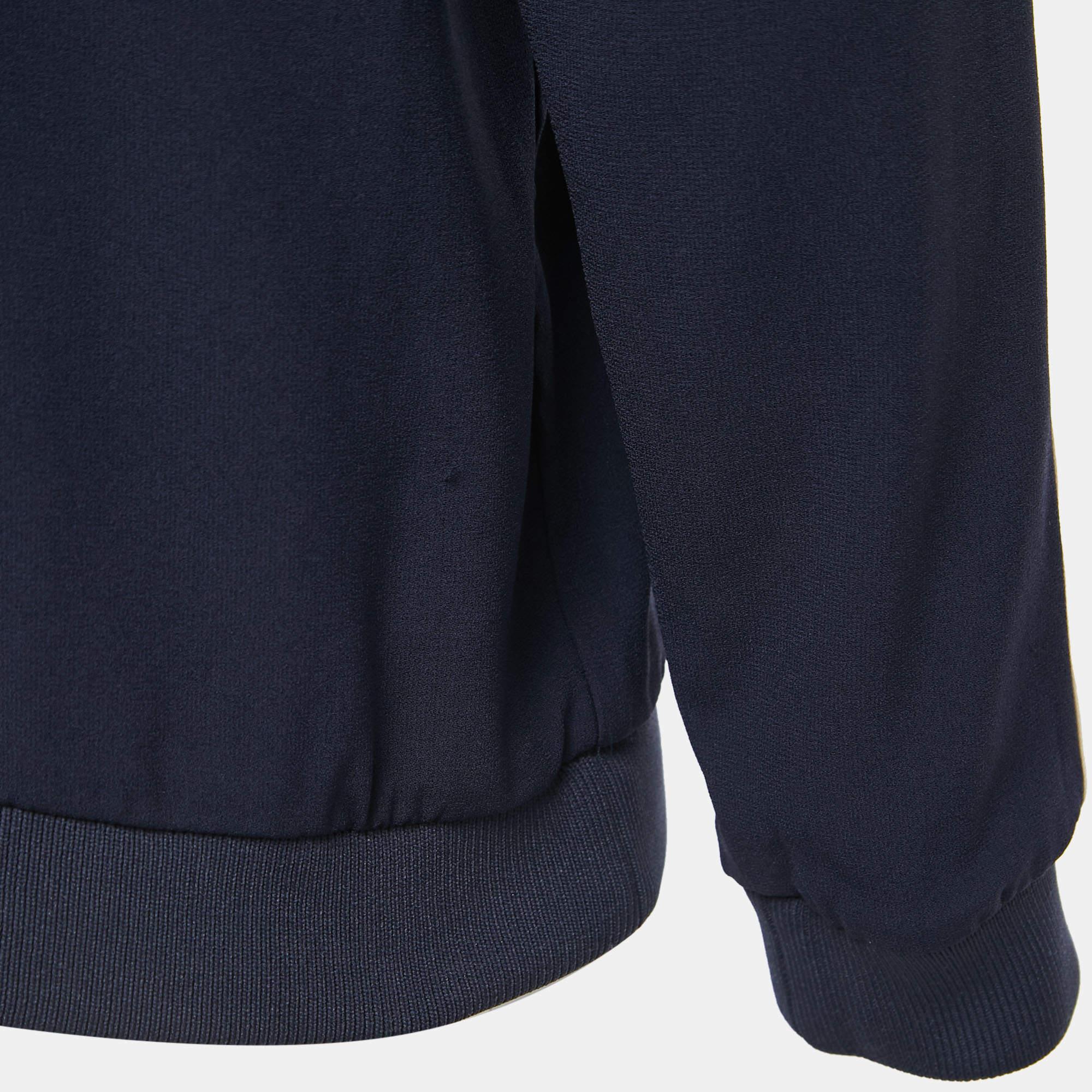 Kenzo Navy Blue Logo Embroidered Crepe Crew Neck Sweatshirt XS In Good Condition For Sale In Dubai, Al Qouz 2