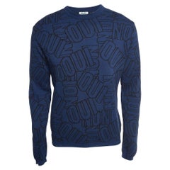 Kenzo Navy Blue Logo Intarsia Knit Crew Neck Sweatshirt M