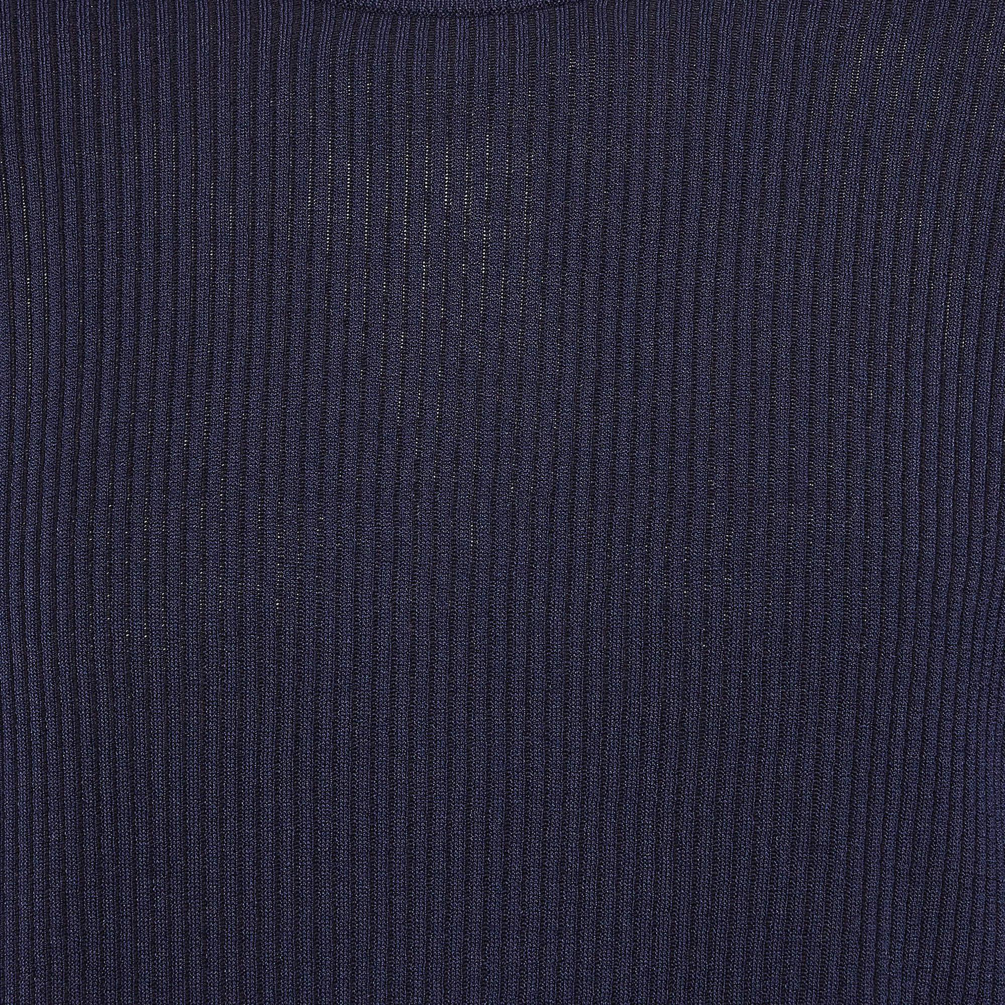 Kenzo Suéter de punto de canalé con logo intarsia azul marino M Negro en venta