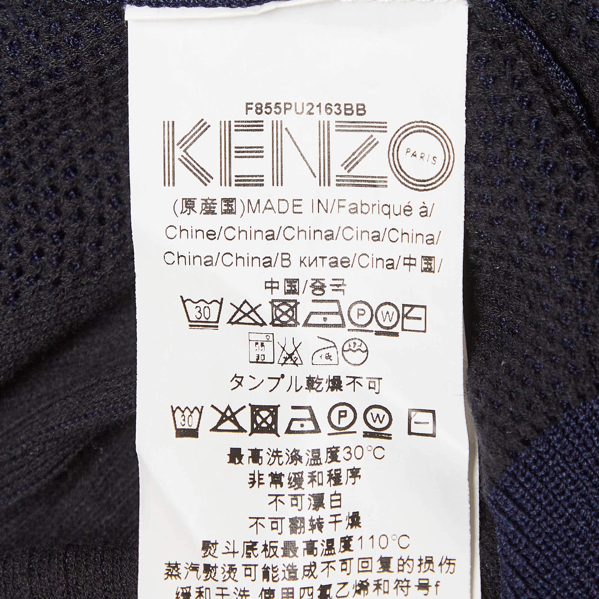 De los hombres Kenzo Suéter de punto de canalé con logo intarsia azul marino M en venta