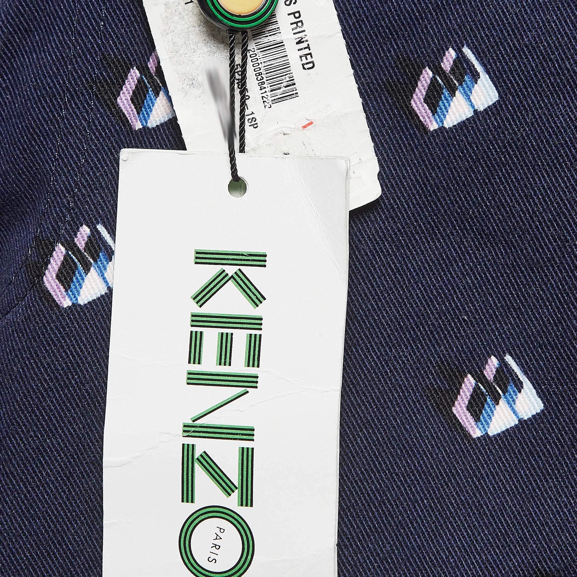 Women's Kenzo Navy Blue Printed Denim Jeans M Waist 30