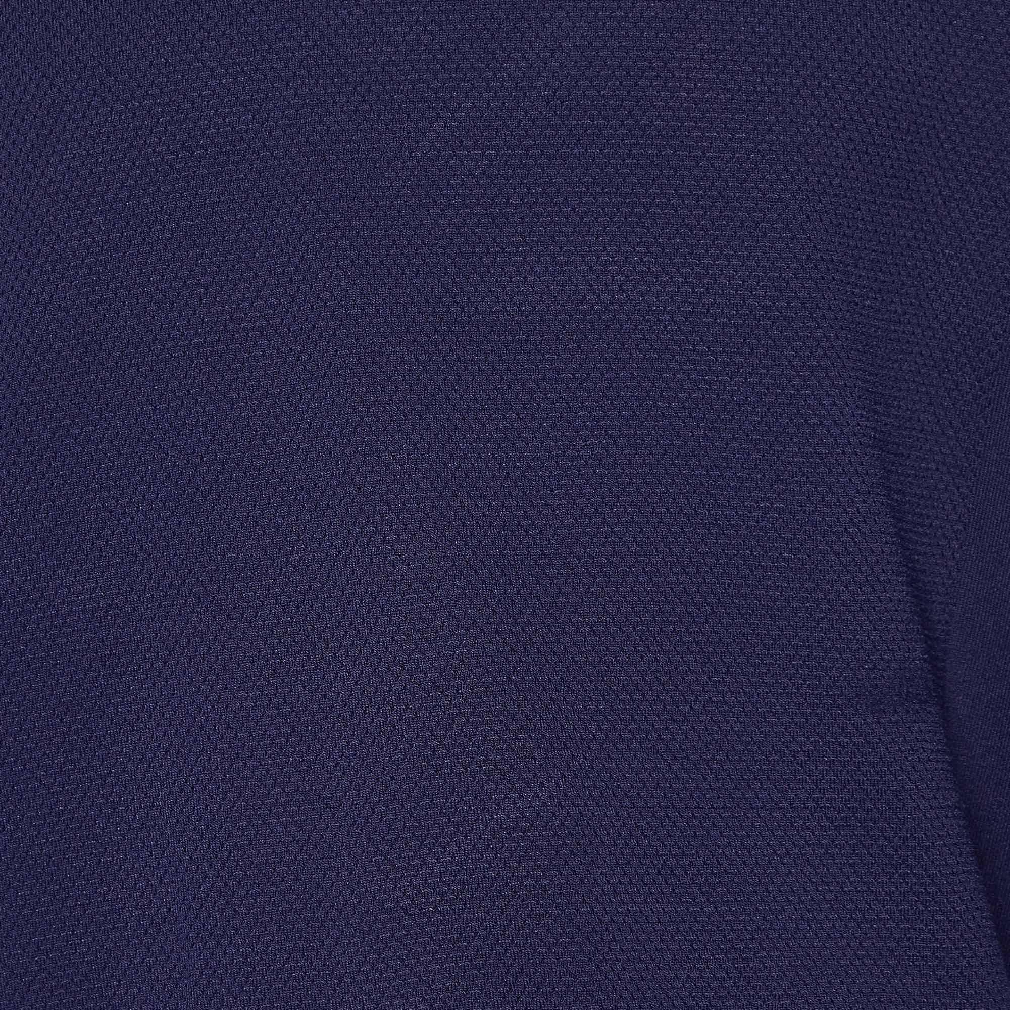 Black Kenzo Navy Blue Textured Knit Crew Neck Jumper XL For Sale