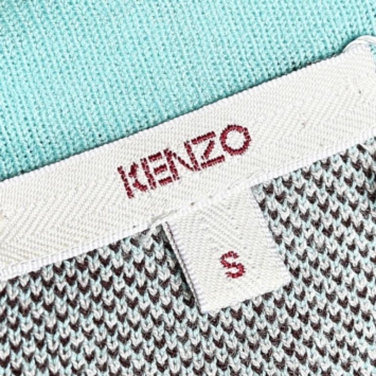 Kenzo Off White Circle Patterned Cotton Knit Shift Dress S.S. White en vente 2