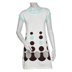 Kenzo Off White Circle Patterned Cotton Knit Shift Dress S