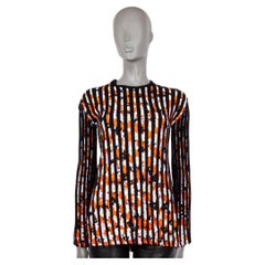 KENZO orange black white viscose FLORAL FLUTED Sweater M