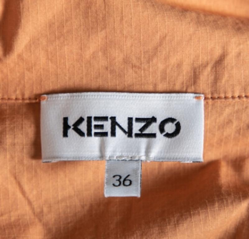Kenzo Orange Cotton Drawstring Waist Tie Detail Shirt Dress S For Sale 1