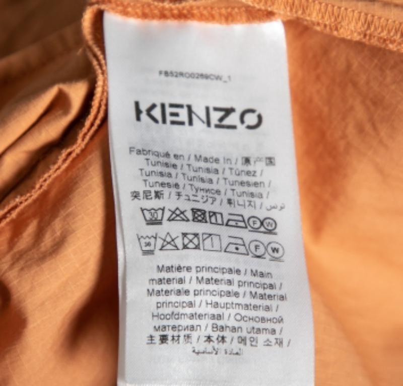 Kenzo Orange Cotton Drawstring Waist Tie Detail Shirt Dress S For Sale 3
