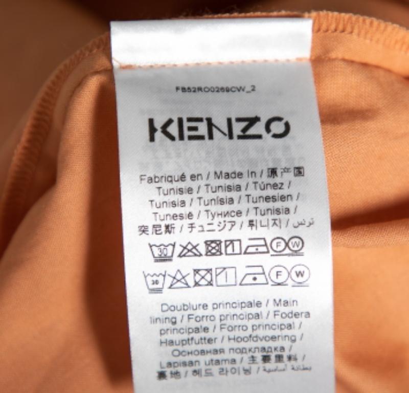 Kenzo Orange Cotton Drawstring Waist Tie Detail Shirt Dress S For Sale 5