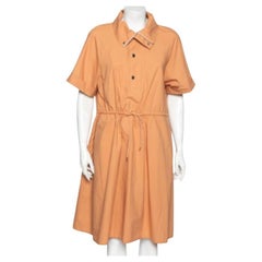 Kenzo Orange Cotton Drawstring Waist Tie Detail Shirt Dress S