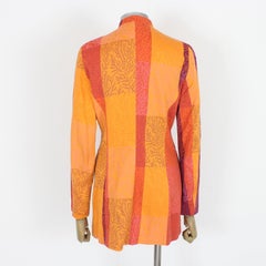 Kenzo Orange Pink Cotton Floral Long Jacket 1980s