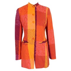 Kenzo Orange Rosa Baumwolle Floral Lange Jacke 1980s