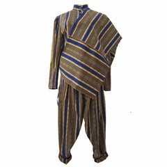 Kenzo Paris 3-teiliges Streifen-Set Hose, Jacke und Schal 1980er