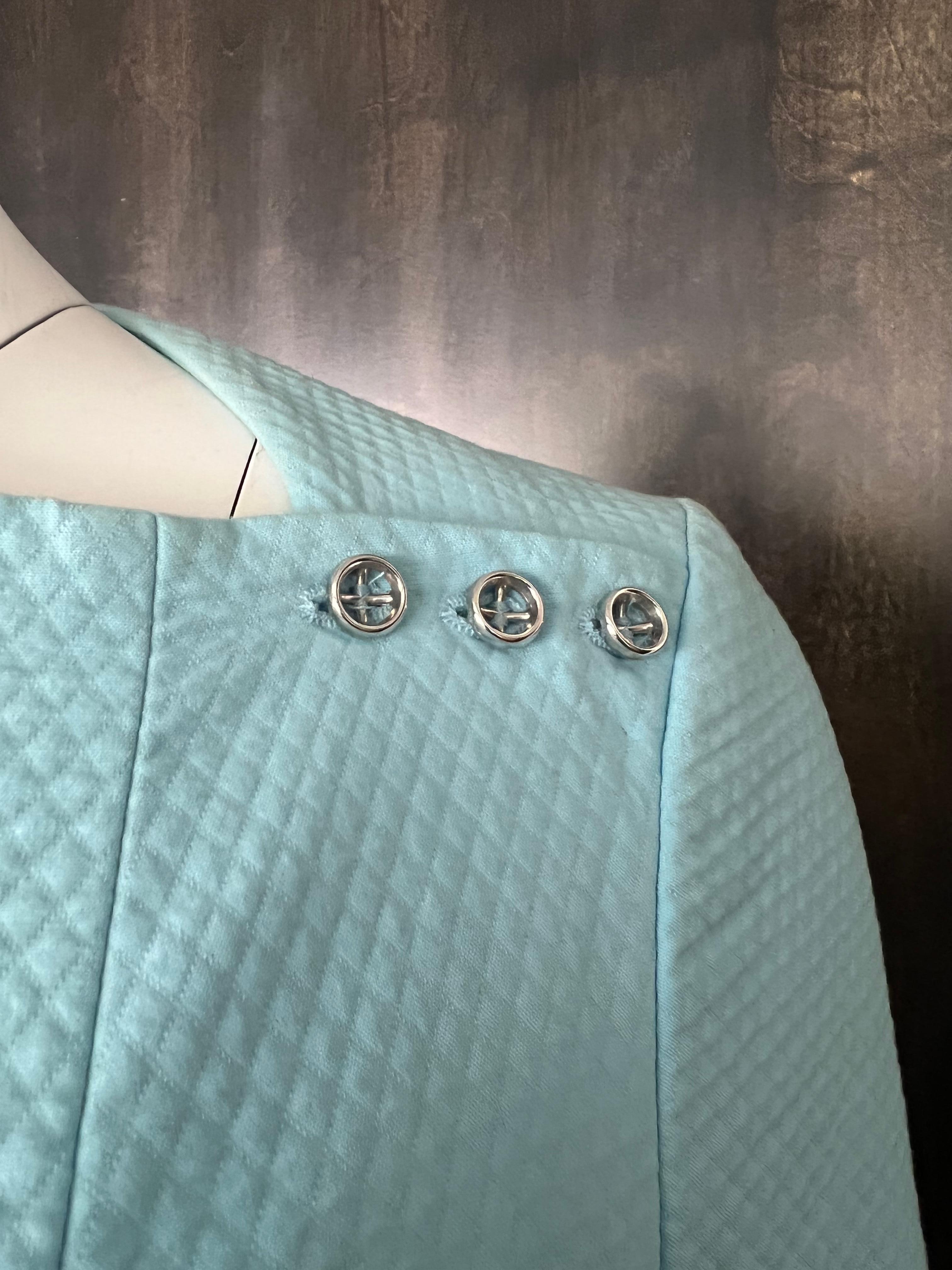 Kenzo Paris Baby Blue Cotton Mini Dress, Size 38 For Sale 3
