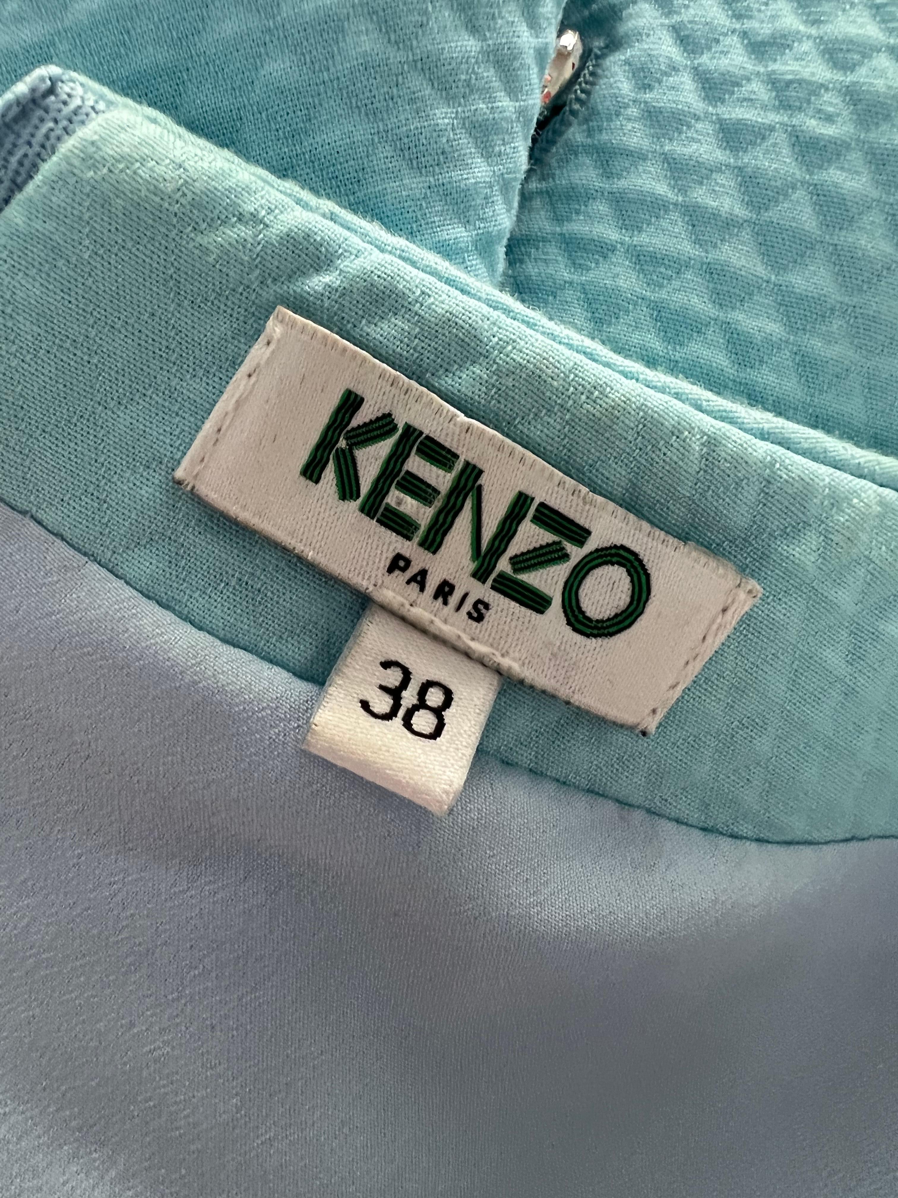 Kenzo Paris Baby Blue Cotton Mini Dress, Size 38 For Sale 4
