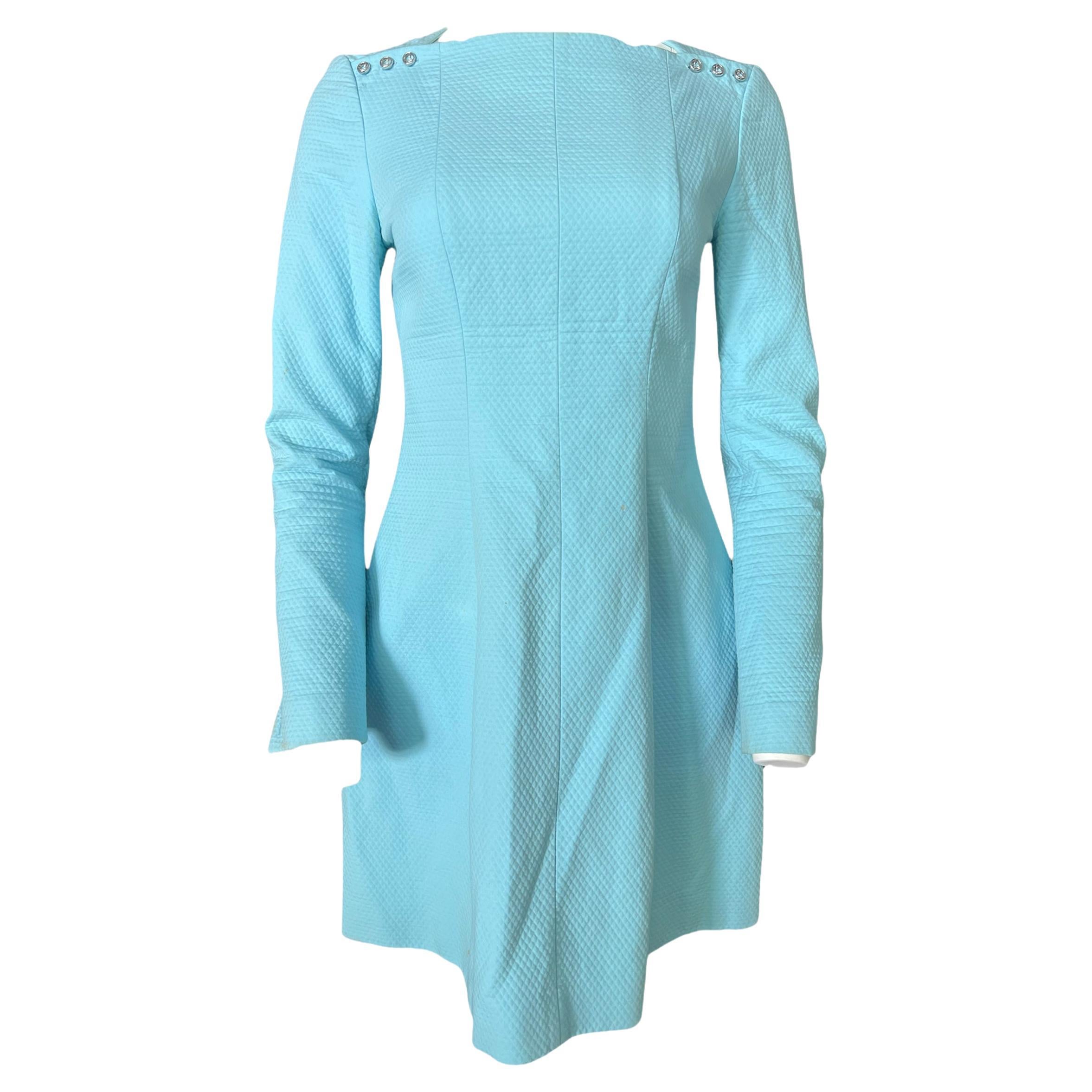 Kenzo Paris Baby Blue Cotton Mini Dress, Size 38 For Sale