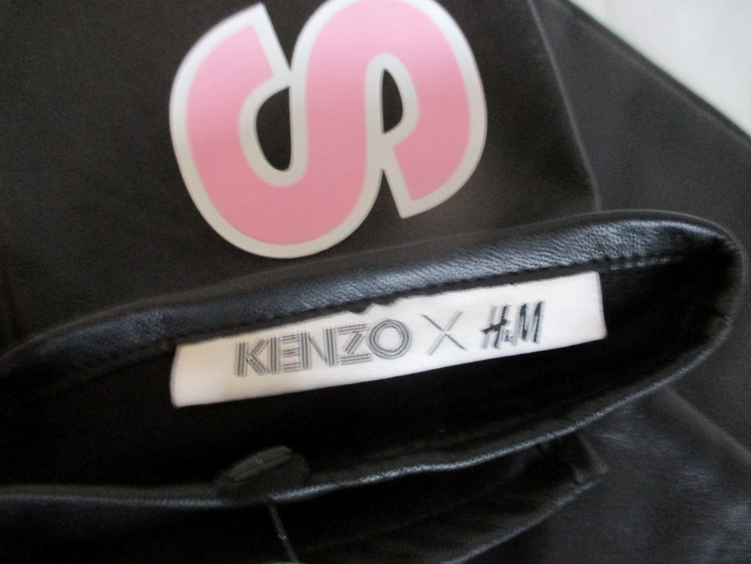 Noir KENZO PARIS - Gants longs en cuir noir/rose, taille M en vente