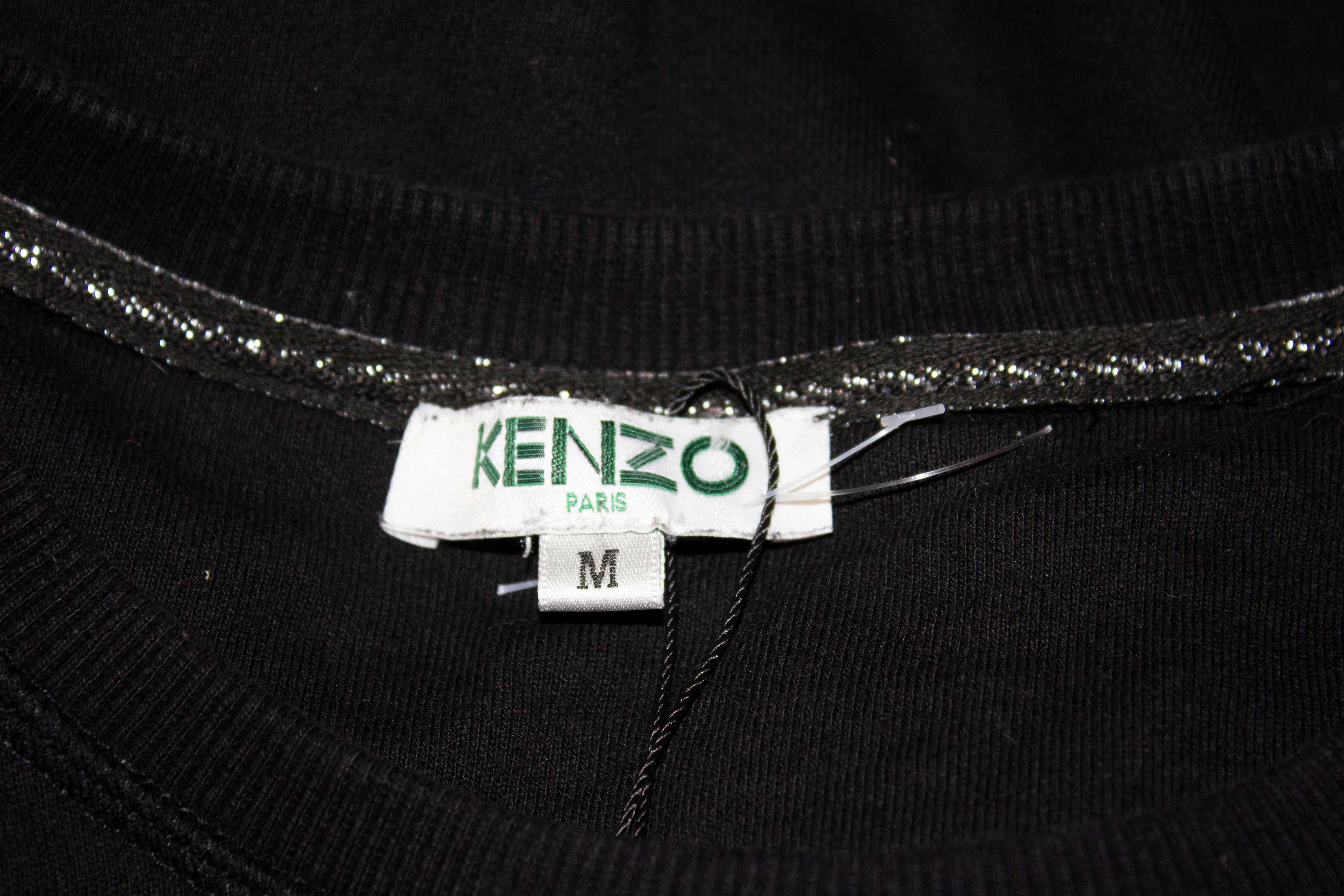 Kenzo Paris - Sweat-shirt noir avec broderie argentée Unisexe en vente