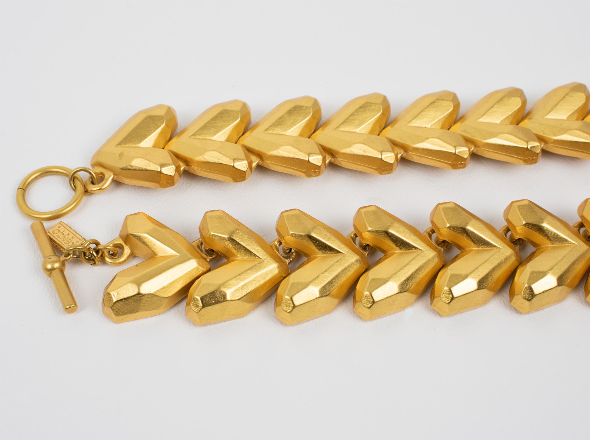 Kenzo Paris Gilt Metal Geometric Choker Necklace For Sale 5