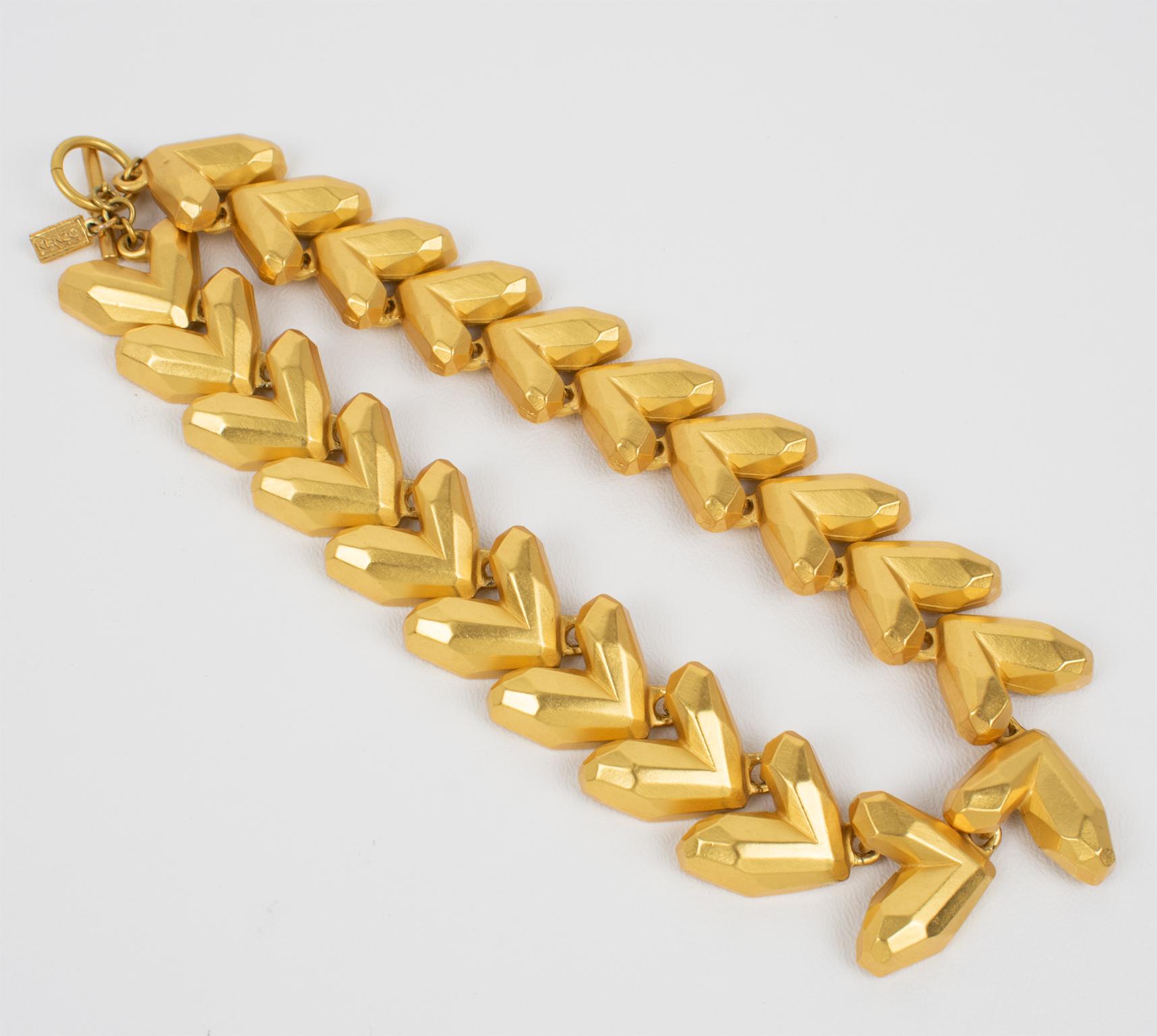 Women's or Men's Kenzo Paris Gilt Metal Geometric Choker Necklace For Sale