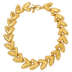 Kenzo Paris Gilt Metal Geometric Choker Necklace