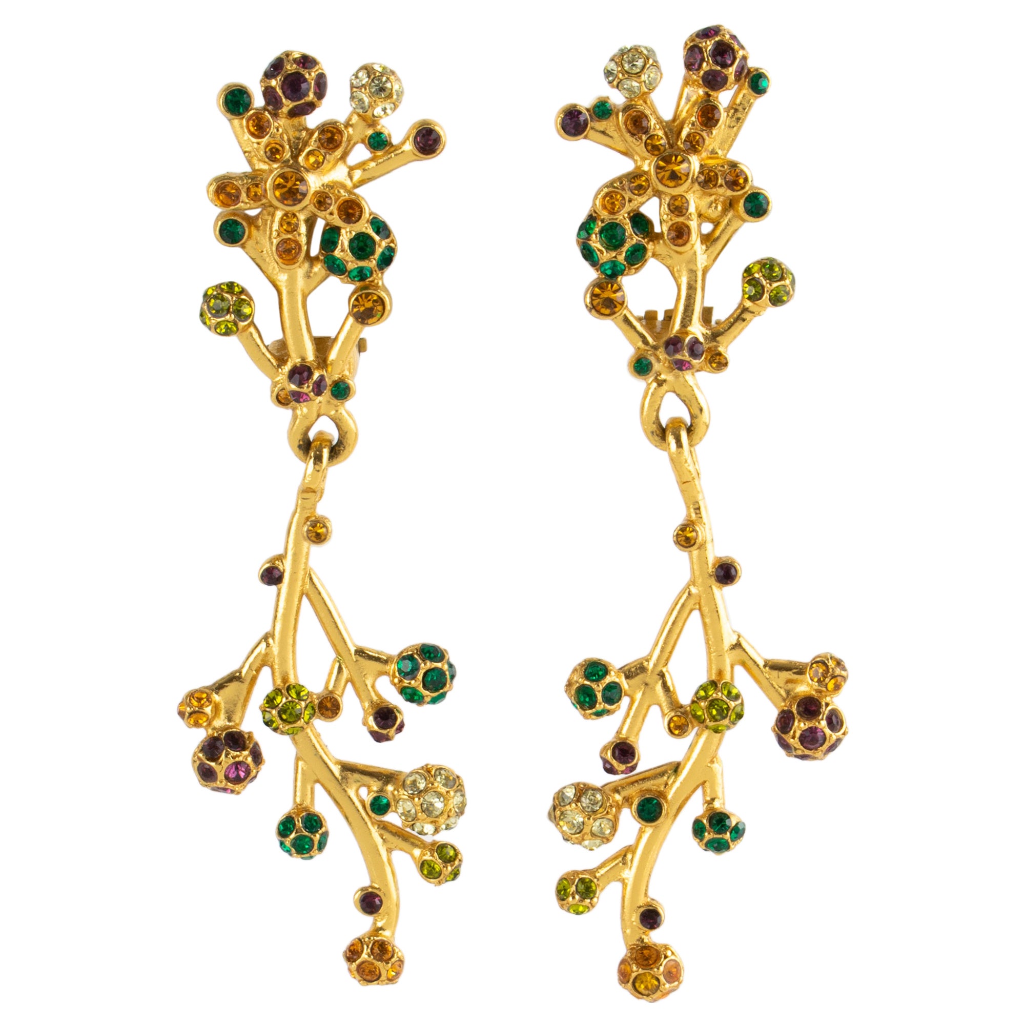 Kenzo Paris - Boucles d
oreilles clip fleuri multicolore avec pampilles en bijoux