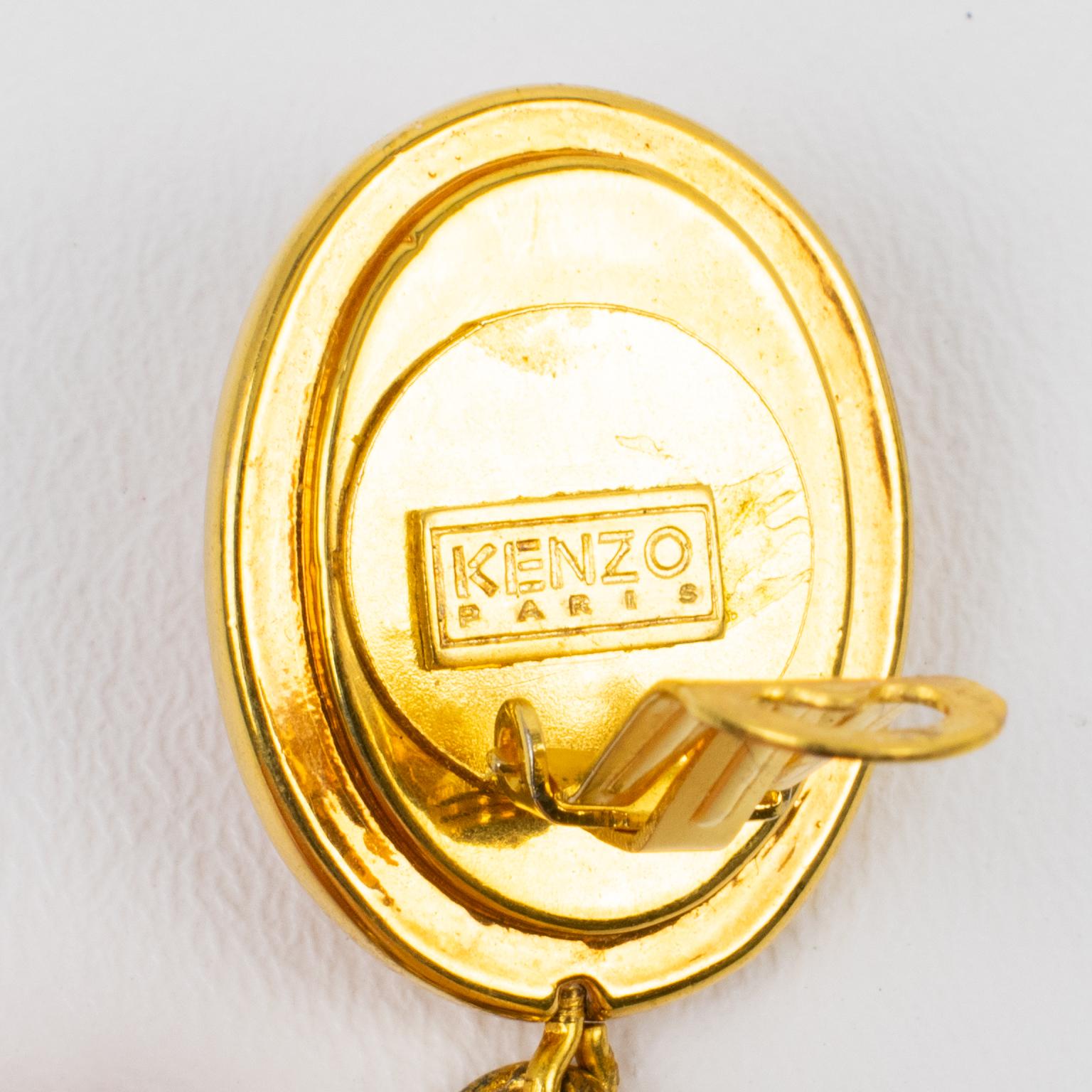 da uomo o donna Orecchini a clip in resina arancione e rossa di Kenzo Paris in vendita