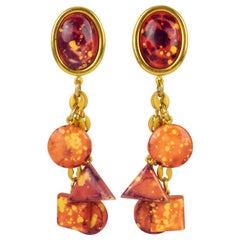 Kenzo Paris Orange und Rot Harz-Ohrclips mit Ohrclips
