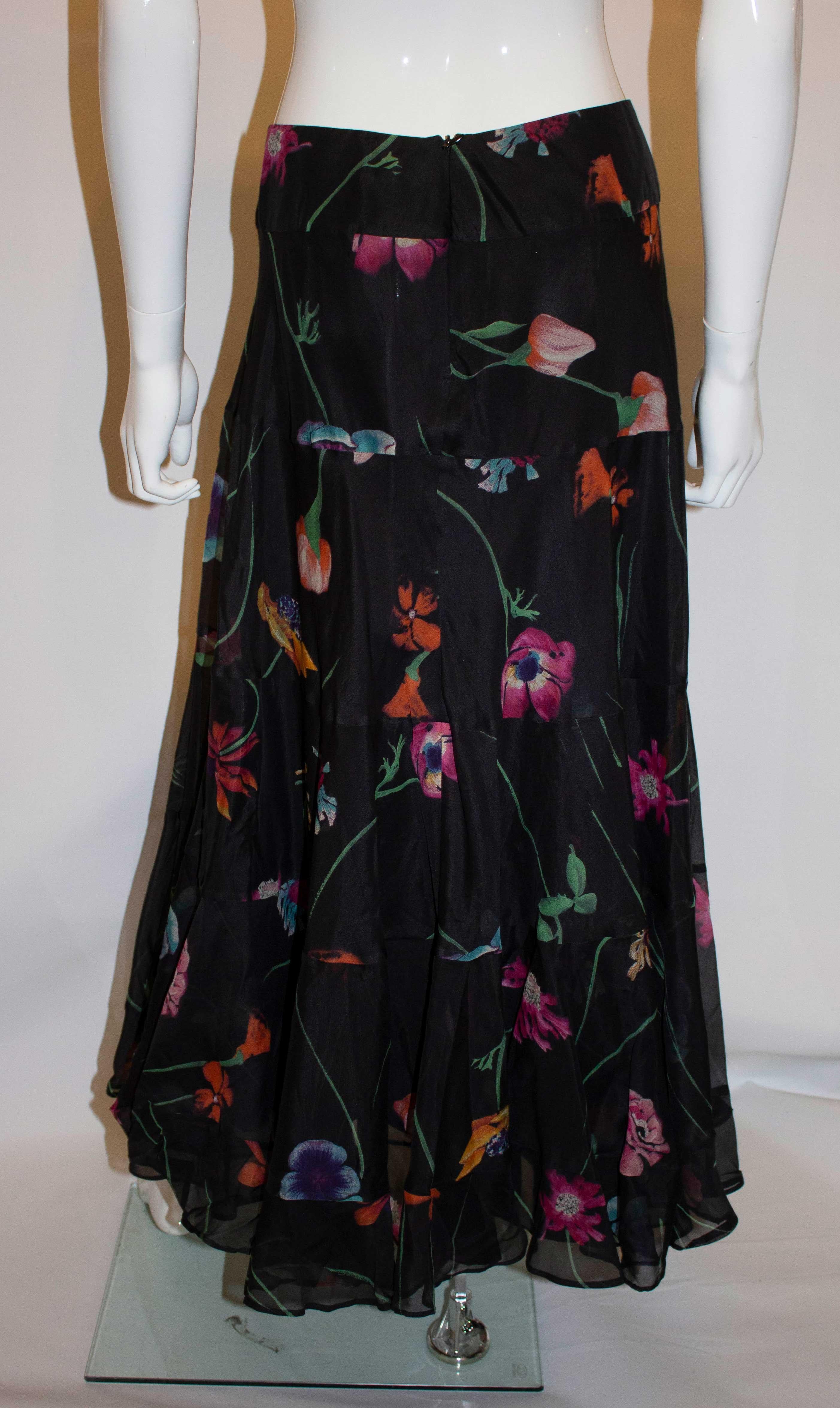 Women's Kenzo Paris Silk Floral Skirt For Sale