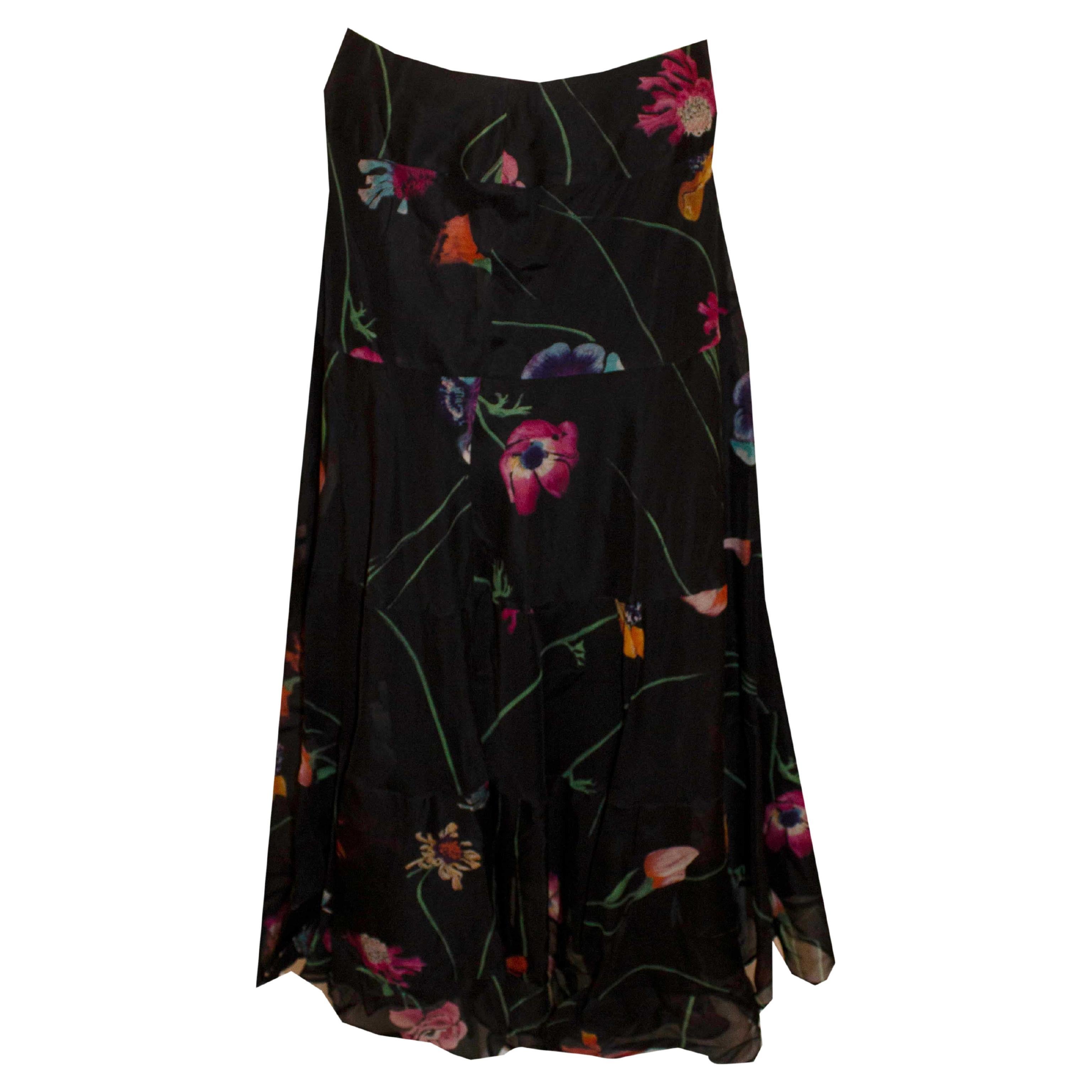 Kenzo Paris Silk Floral Skirt For Sale