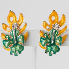 Orecchini a clip con motivi floreali in argento placcato e smalto di Kenzo Paris