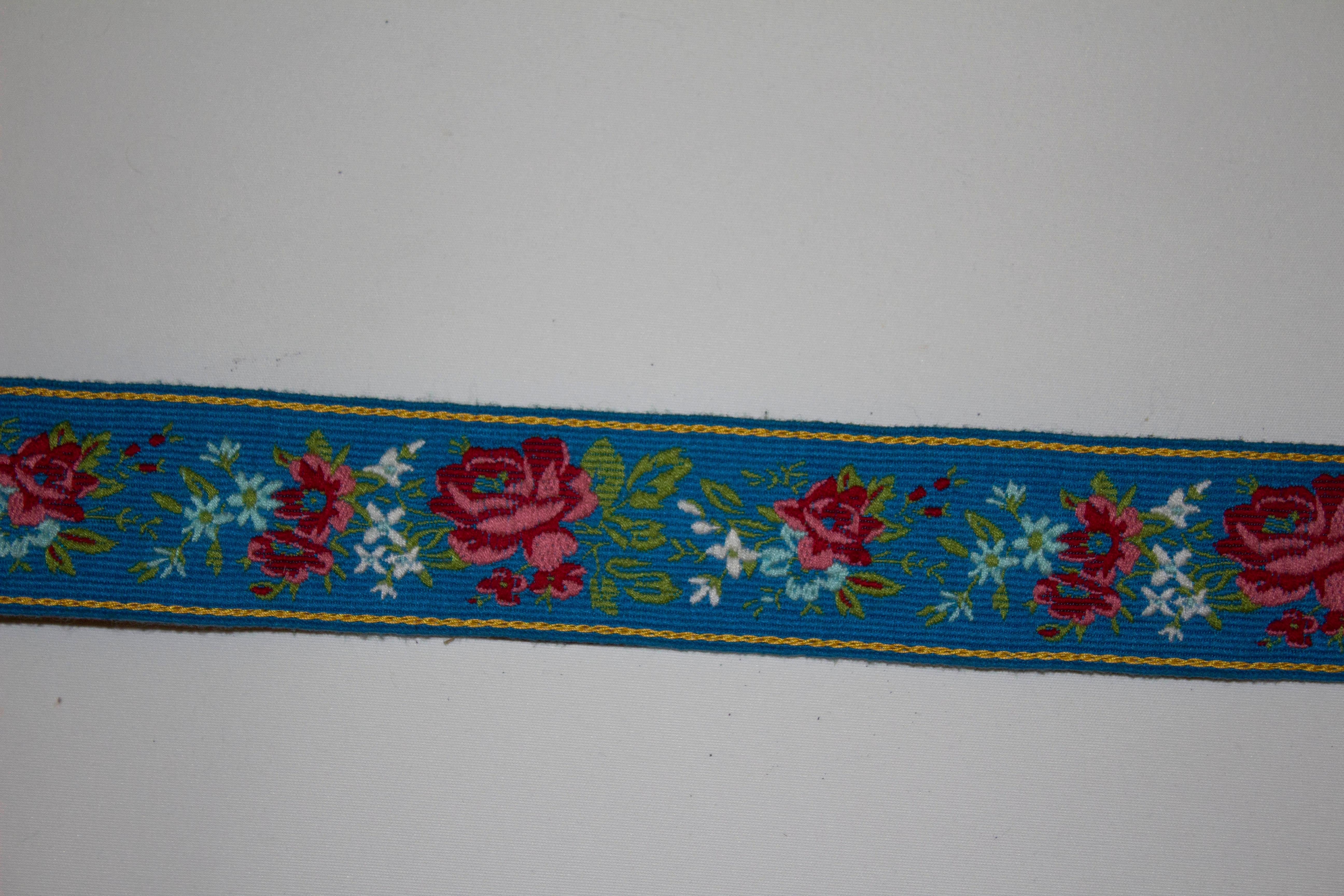 Women's or Men's Kenzo Paris Turquoise Belt with Floral Detail For Sale