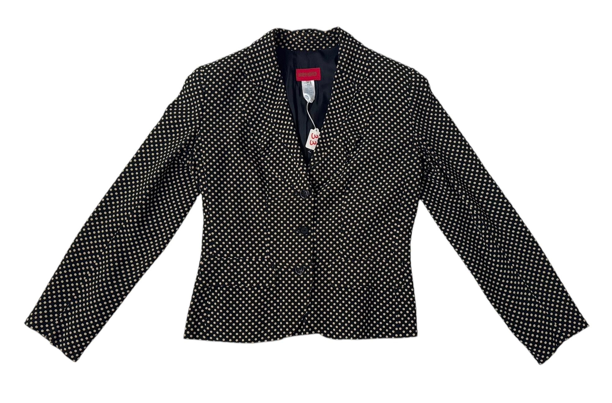 Black Kenzo Paris Vintage 1990s Polka Dot Fitted Blazer - We pay for import duty! in vendita