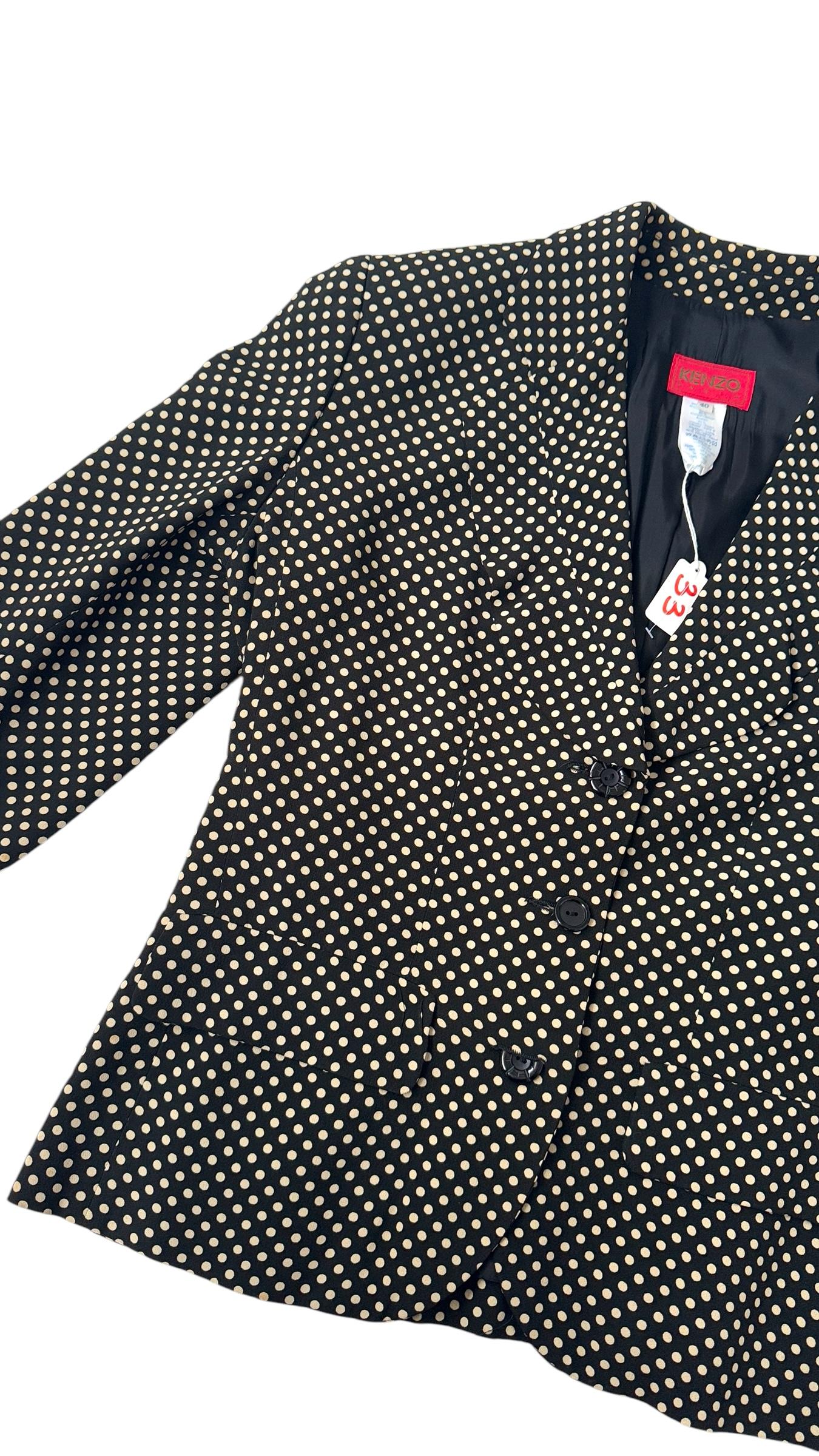 da uomo o donna Kenzo Paris Vintage 1990s Polka Dot Fitted Blazer - We pay for import duty! in vendita