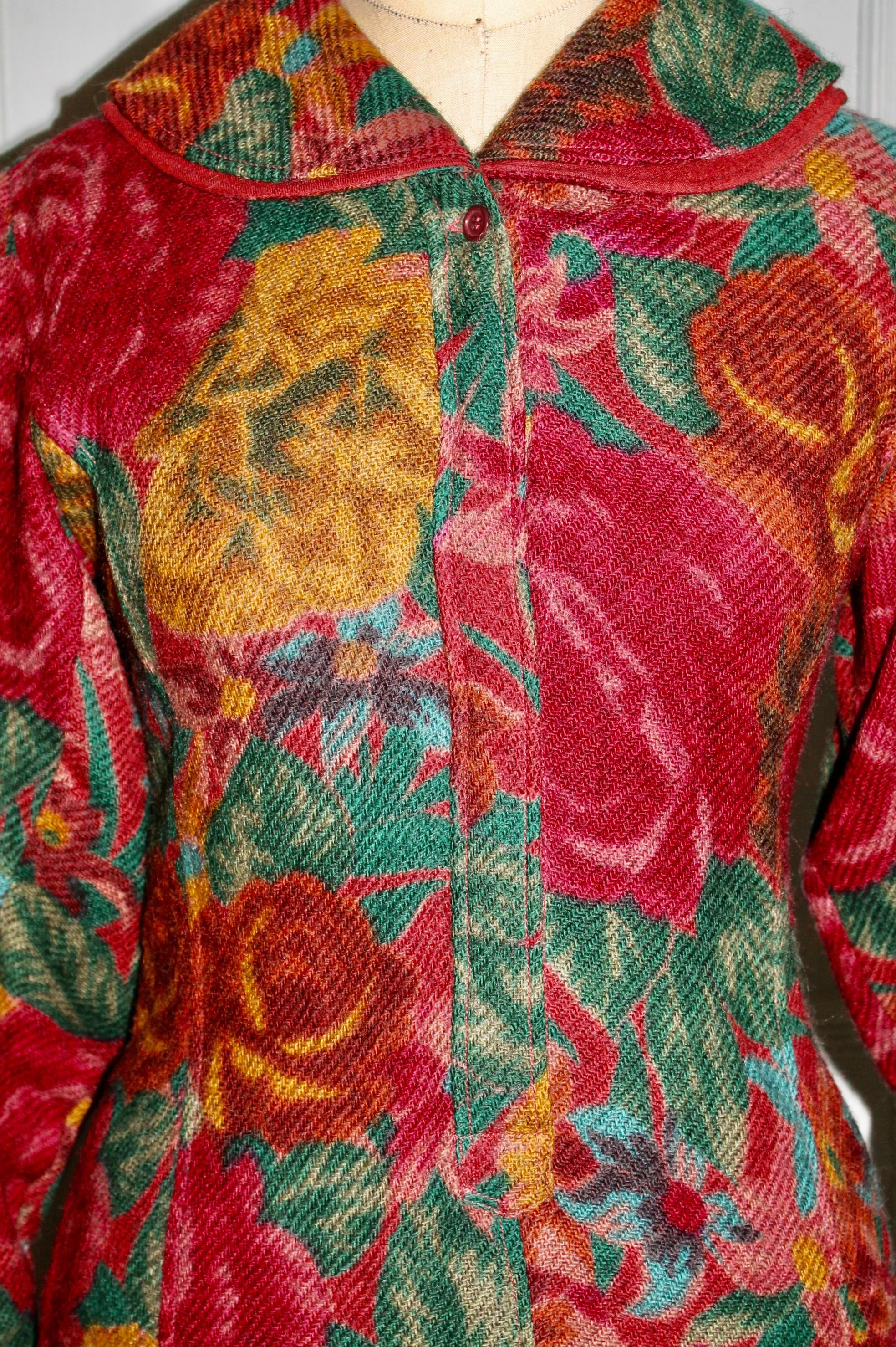 Kenzo, Paris - Robe à fleurs en laine en vente 1