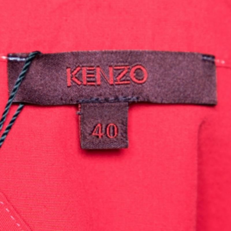 Kenzo Rosa Baumwollhemd mit Blumenmuster M Damen im Angebot