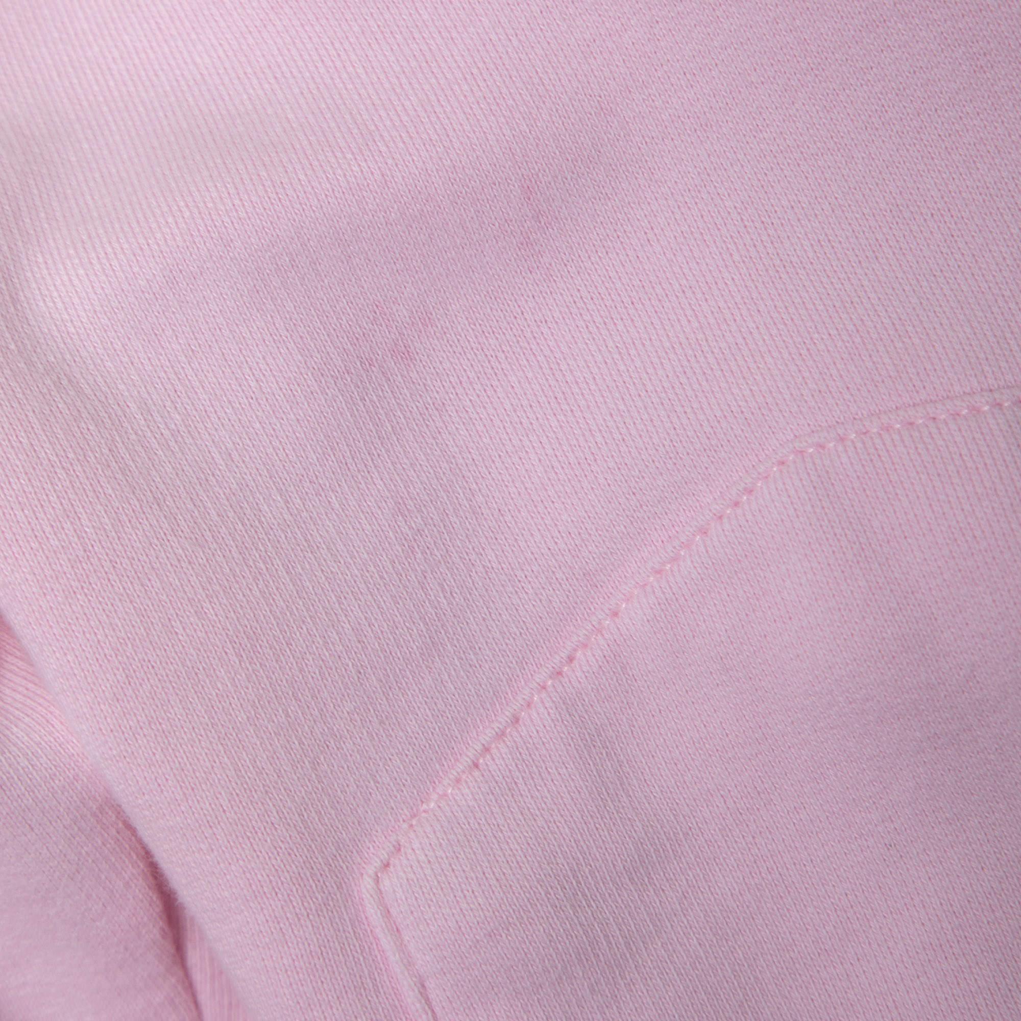 Gray Kenzo Pink Logo Printed Cotton Knit Joggers S For Sale