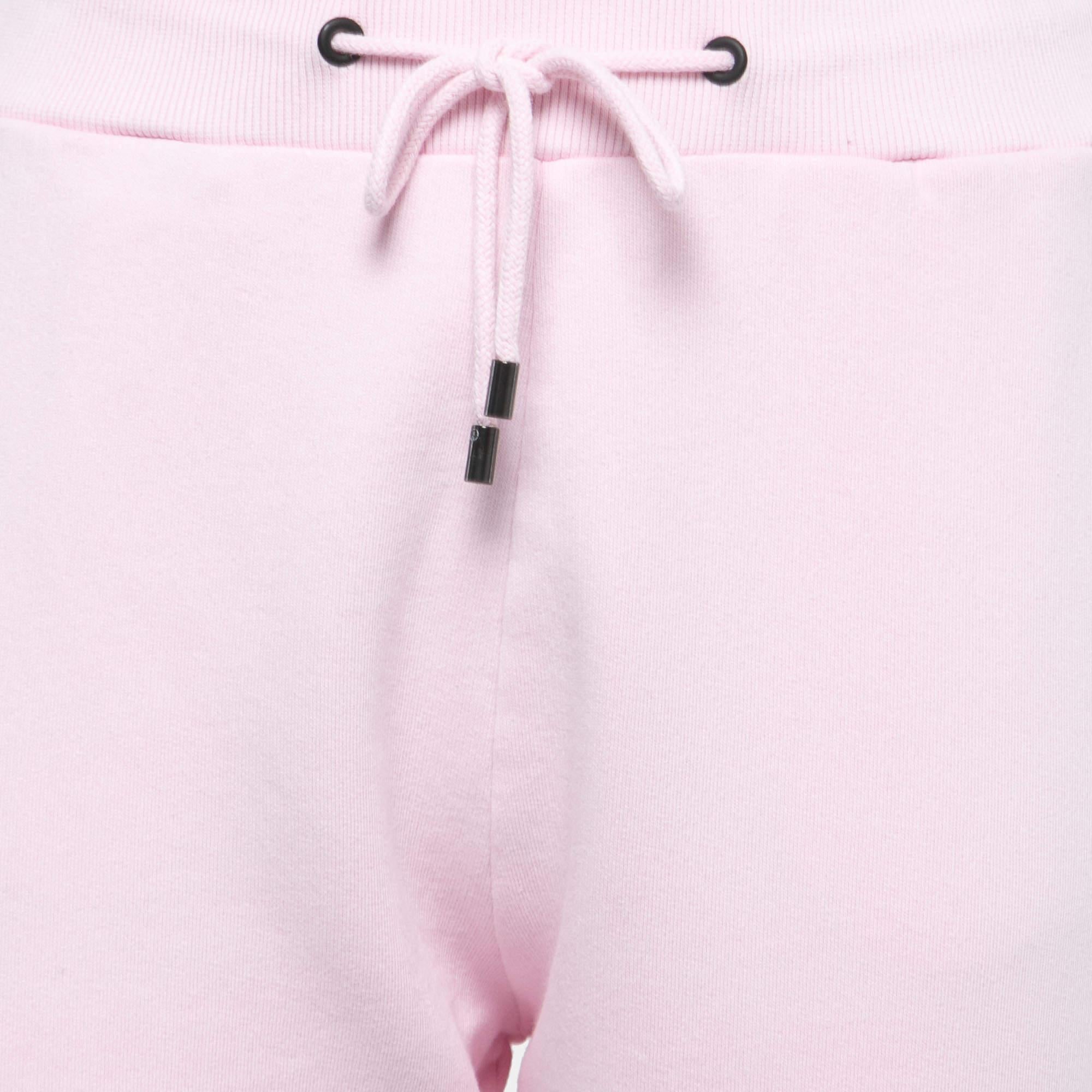 Kenzo Pink Logo Printed Cotton Knit Joggers S In Good Condition For Sale In Dubai, Al Qouz 2