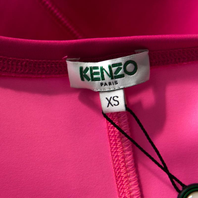 Kenzo Pink Neoprene Drop Waist Sleeveless Dress XS 1