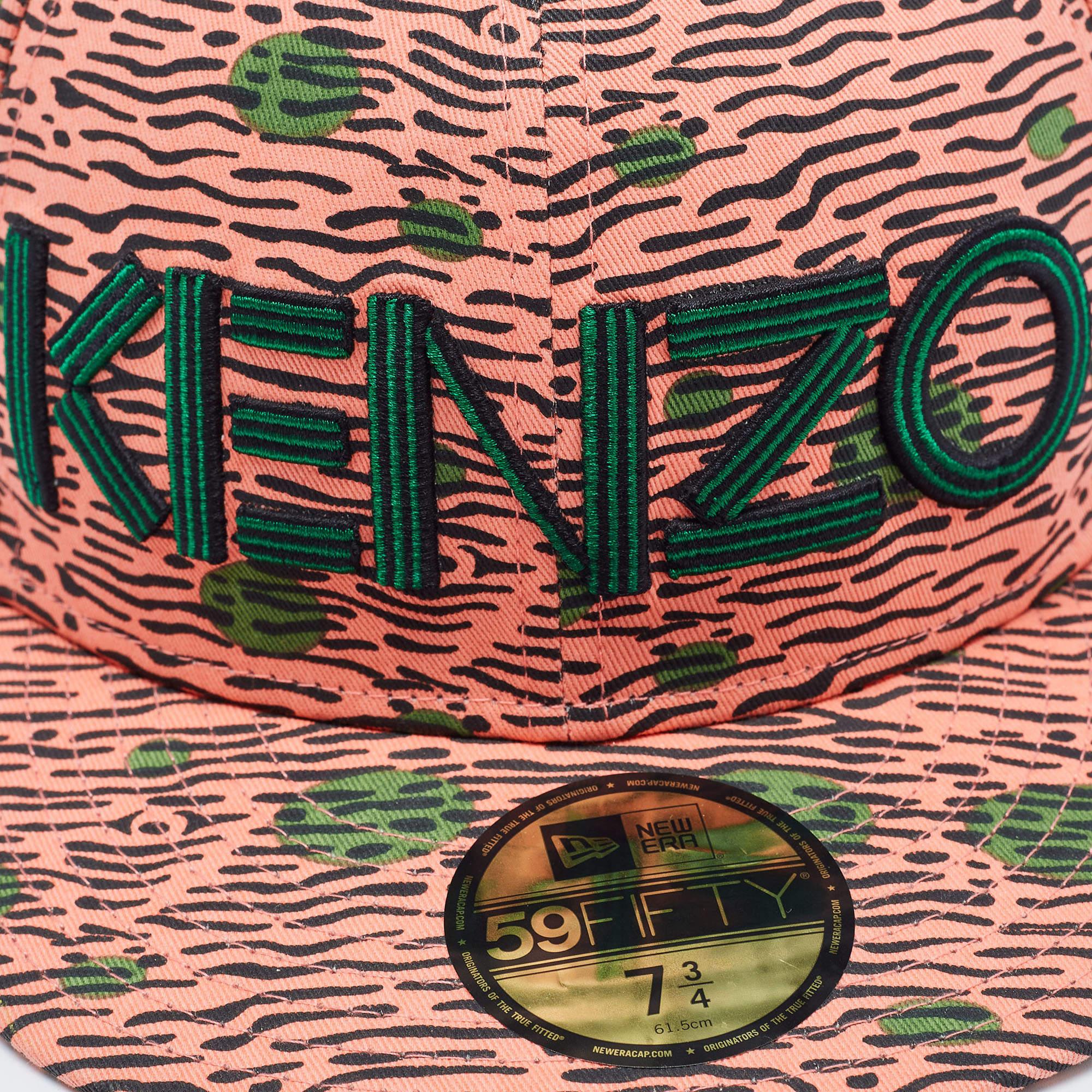 Kenzo Pink Print Cotton New Era 59 Baseball Cap Size 61.5 For Sale 3