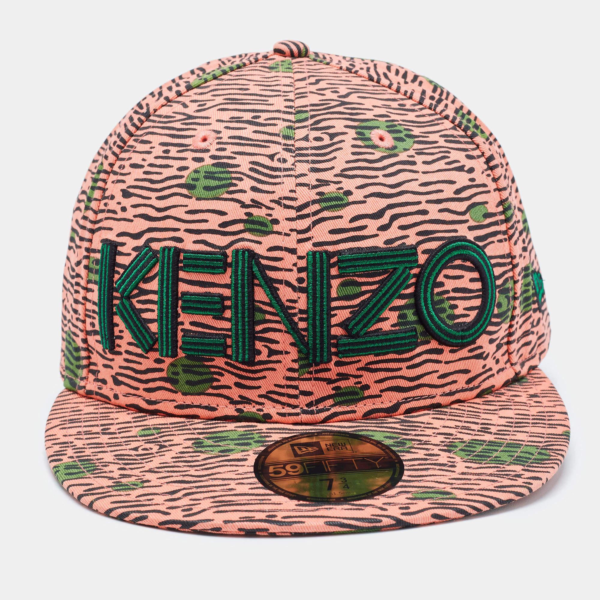 Kenzo Pink Print Cotton New Era 59 Baseball Cap Size 61.5 For Sale 4