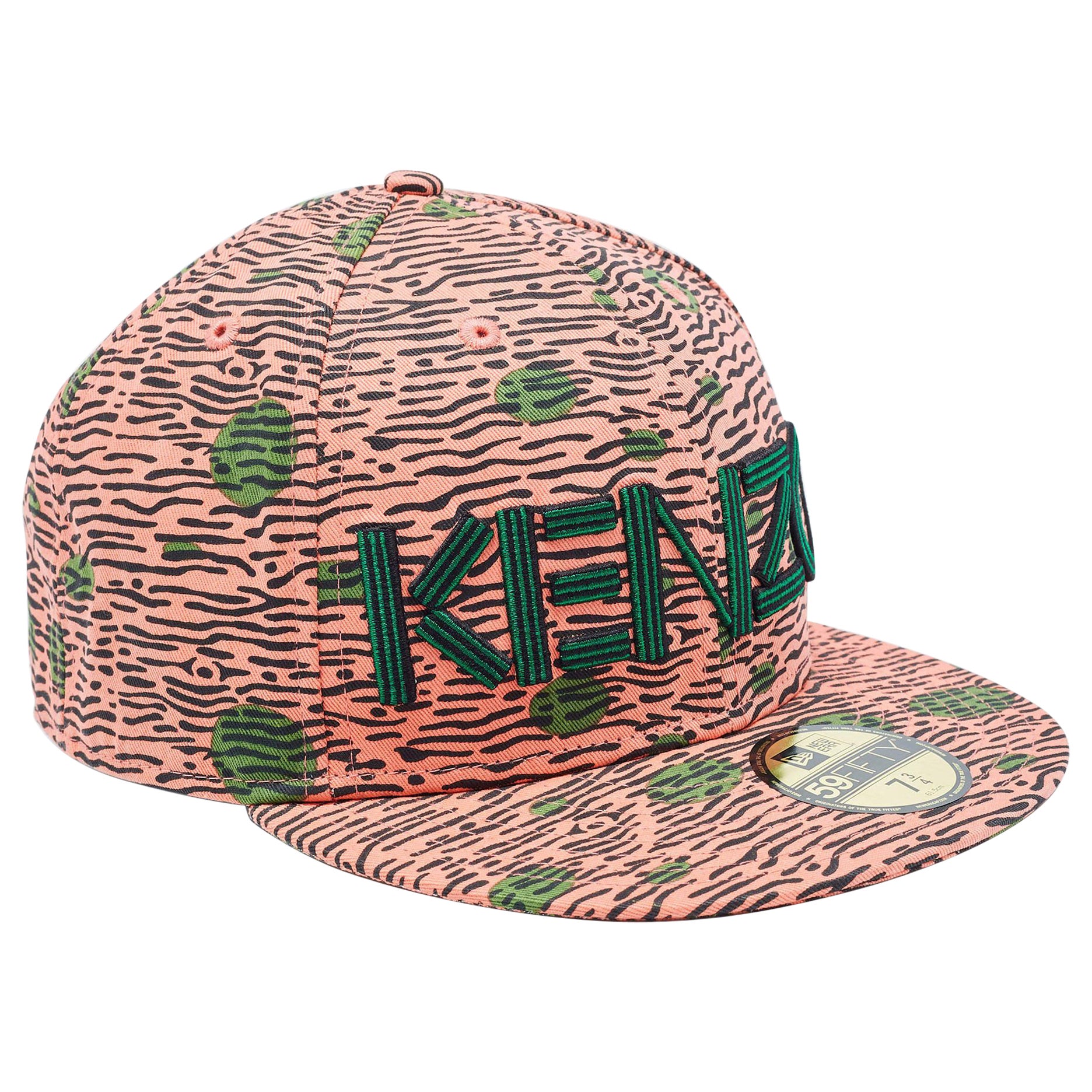 Kenzo, cappellino da baseball New Era 59 in cotone con stampa rosa, taglia 61,5 in vendita