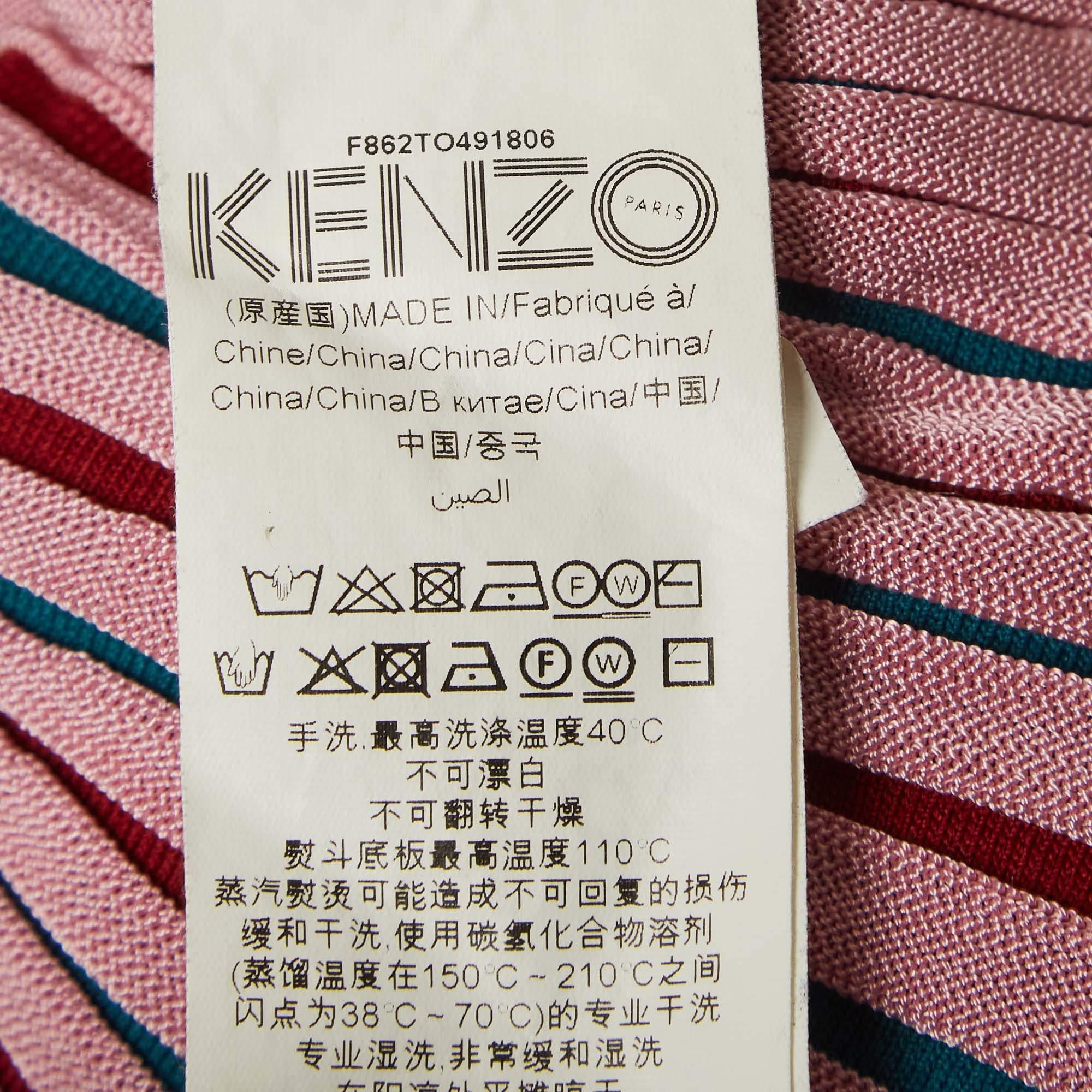 Kenzo Pink Rib Knit V-Neck Jumper M For Sale 1