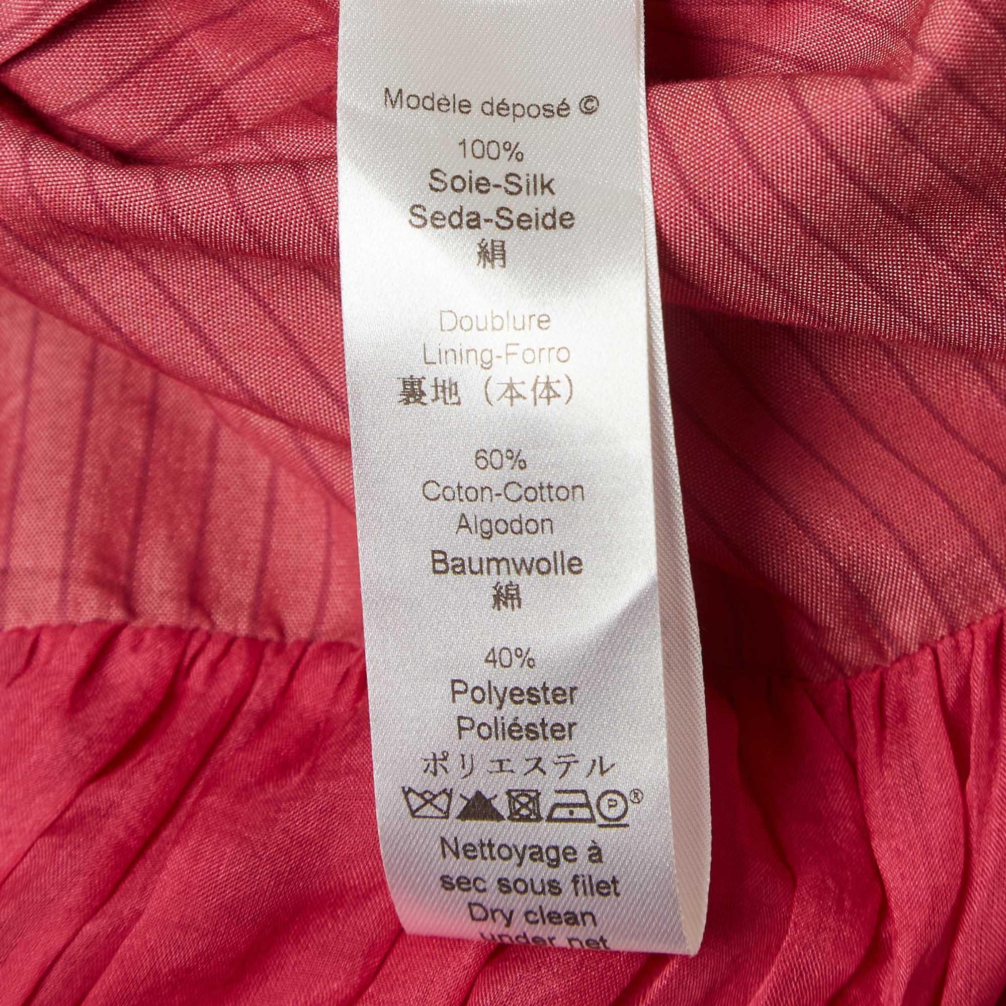 Kenzo Pink Silk Ruffled Zip Front Short Dress S For Sale 1