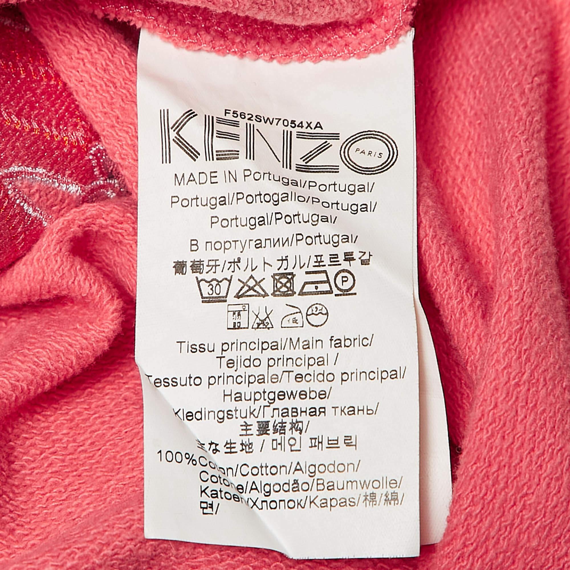 Kenzo Pink Tiger Logo Embroidered Cotton Knit Sweatshirt XS 1