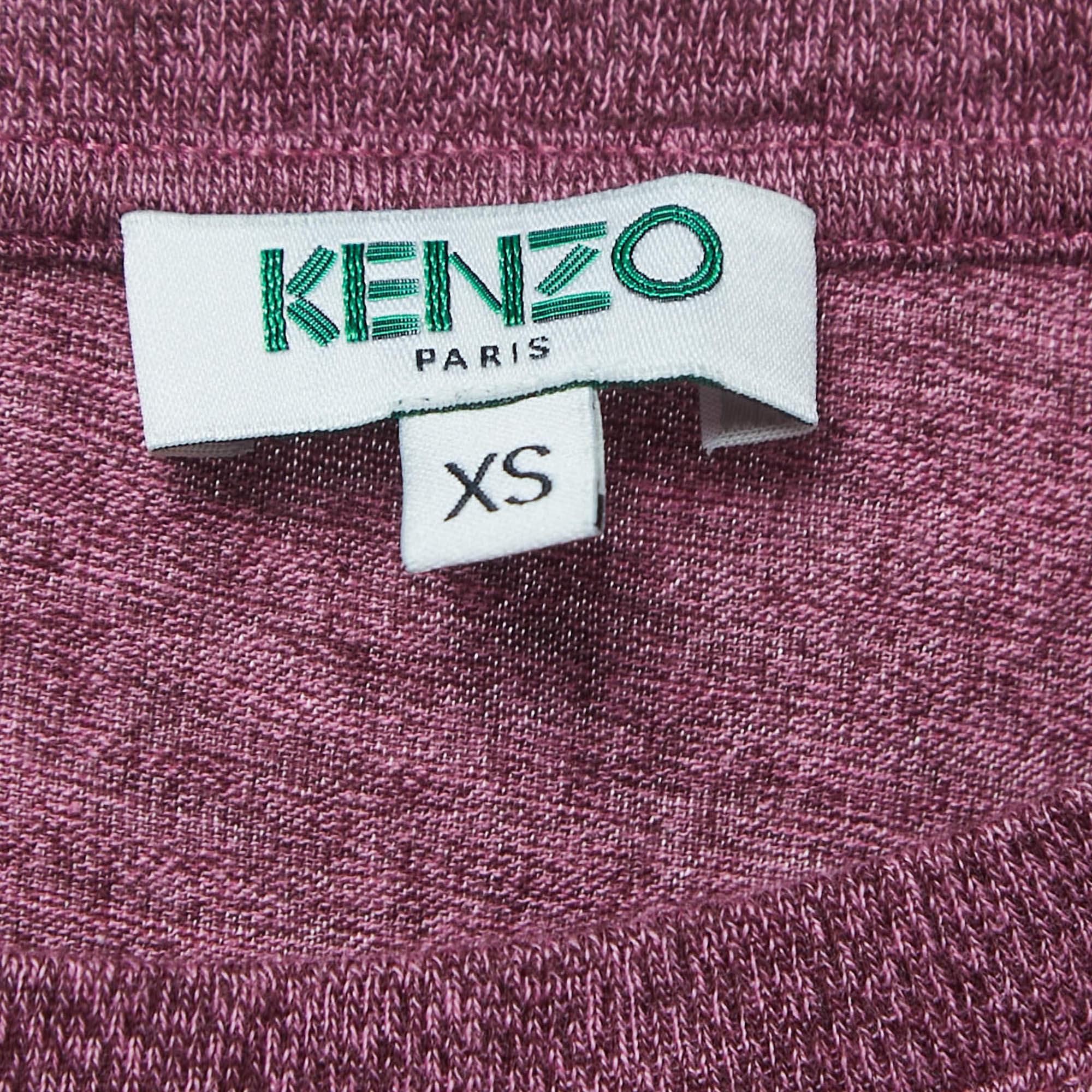 Kenzo Purple Logo Tiger Print Cotton Short Sleeve T-Shirt XS In Good Condition For Sale In Dubai, Al Qouz 2