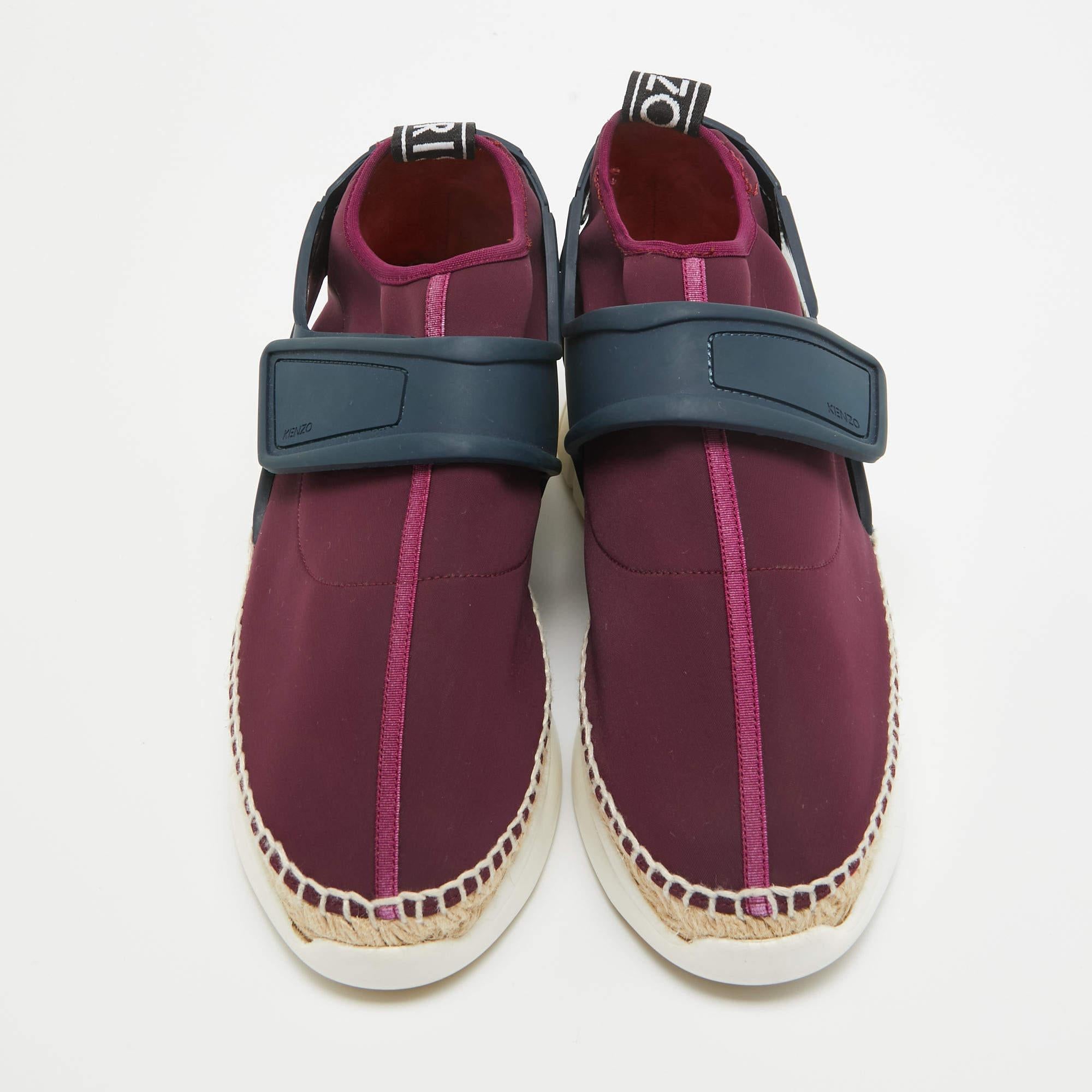 Black Kenzo Purple/Navy Blue Nylon K Elastic Espadrille Sneakers Size 39 For Sale